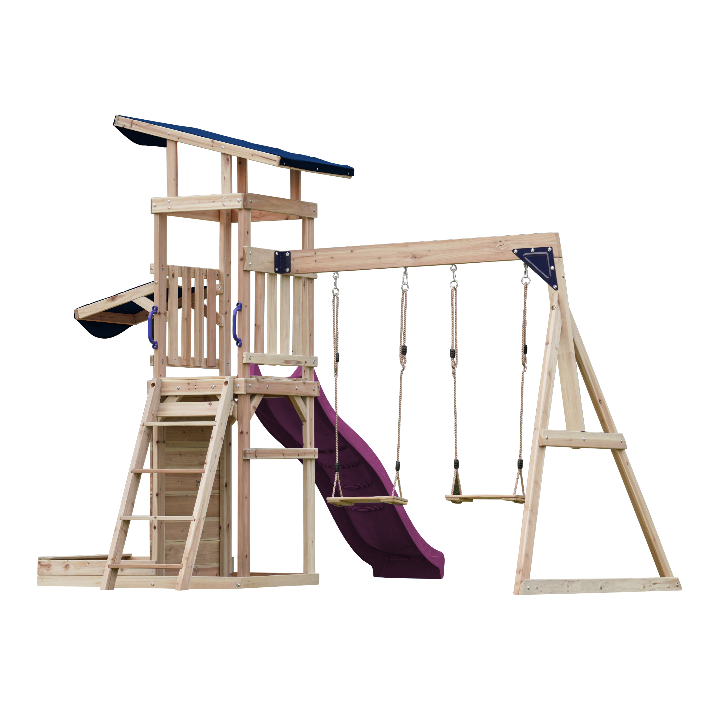 AXI Malik Climbing Frame with Double Swing Set - Purple Slide