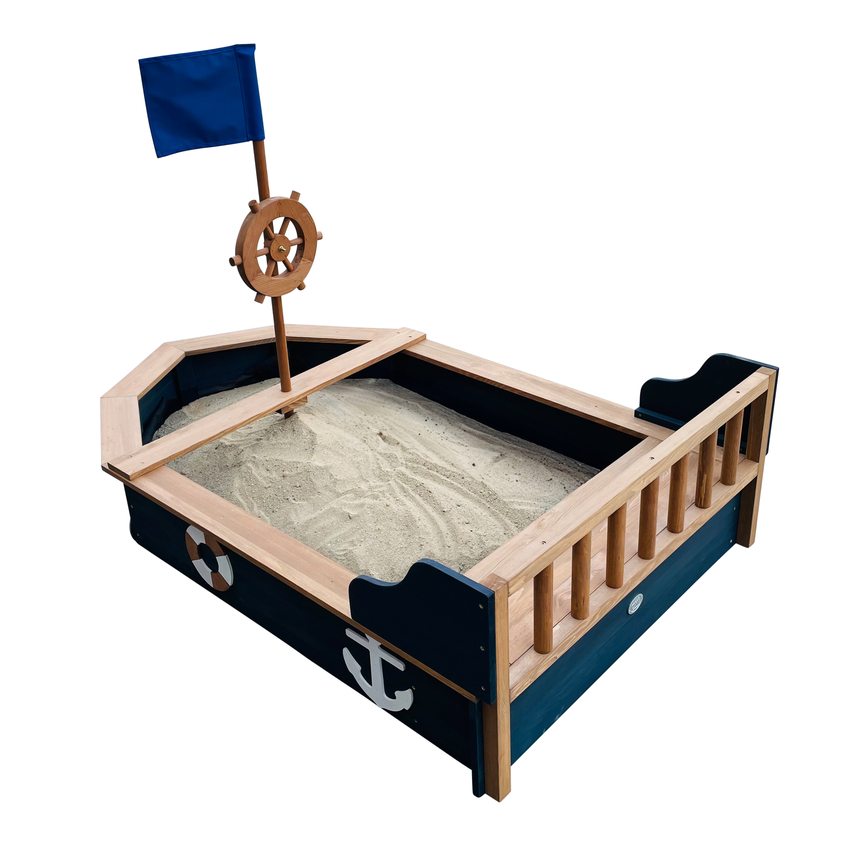 AXI Doris Boat Sandbox with storage bench - Anthracite/Brown