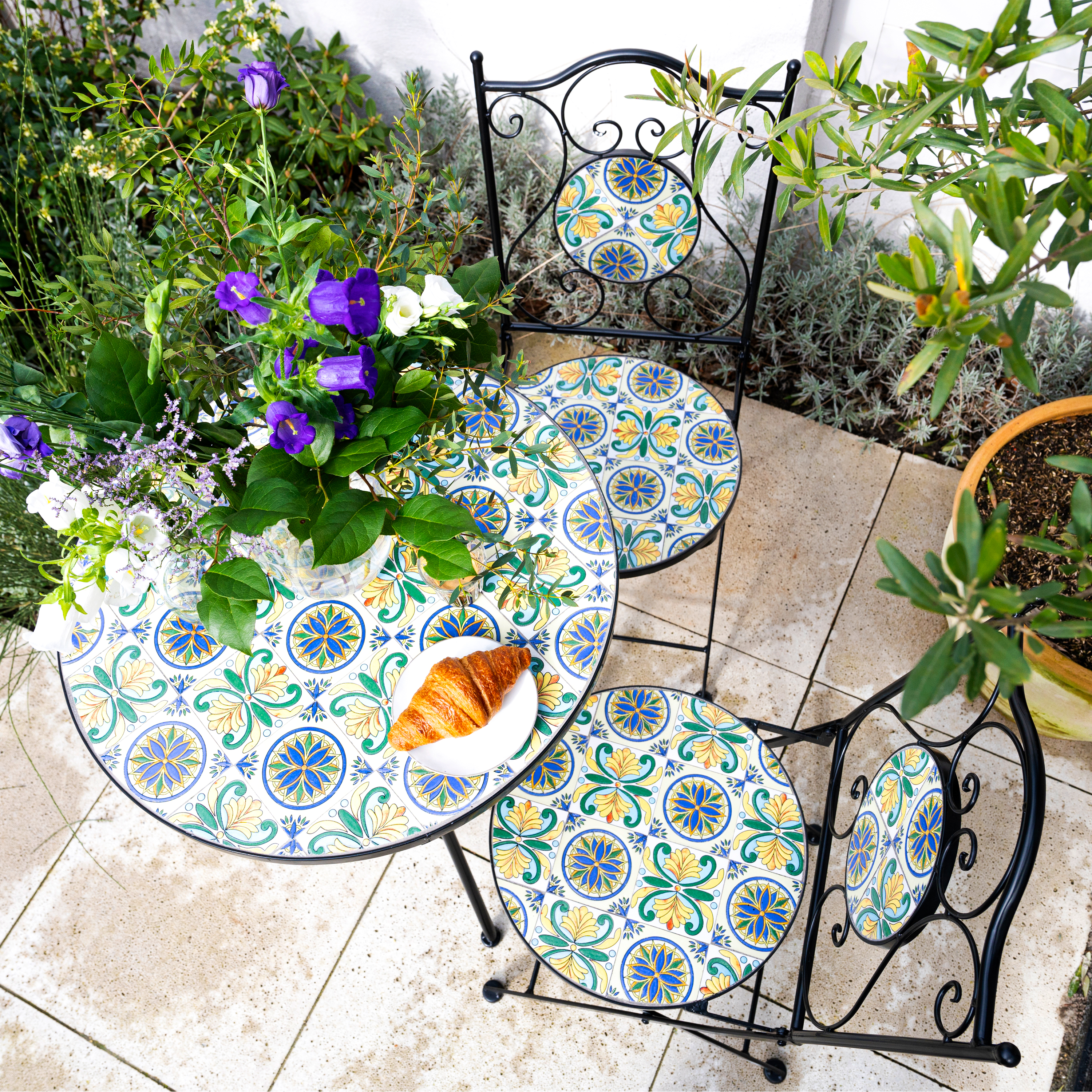 AXI Amélie Bistro Set Mosaic Sicilian Style - Blue/Yellow