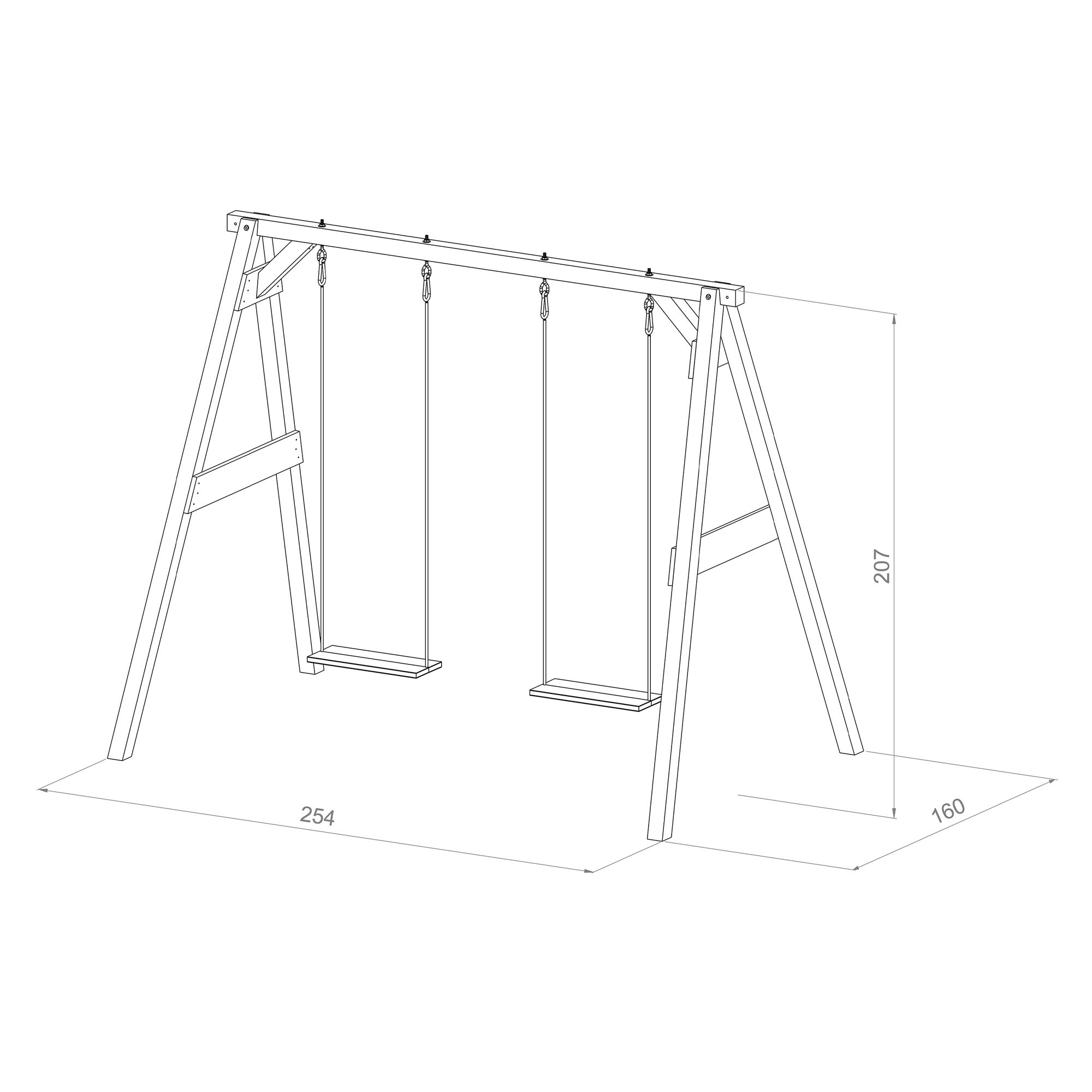 maattekening AXI Dubbele Schommel Grijs/wit