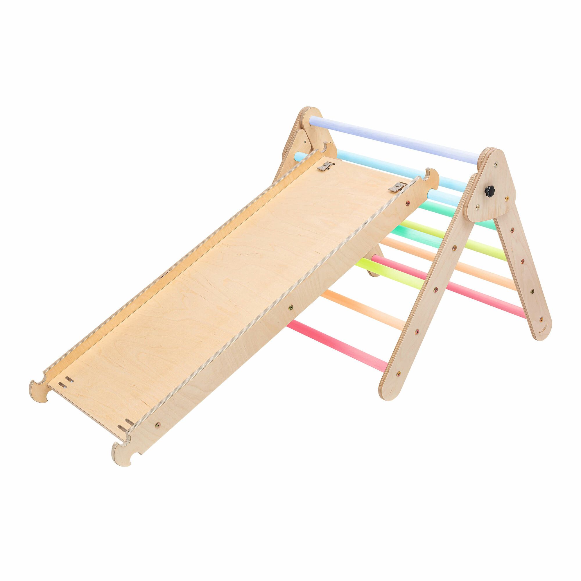 KateHaa Wooden Climbing Triangle with Climbing Wall - Pastel