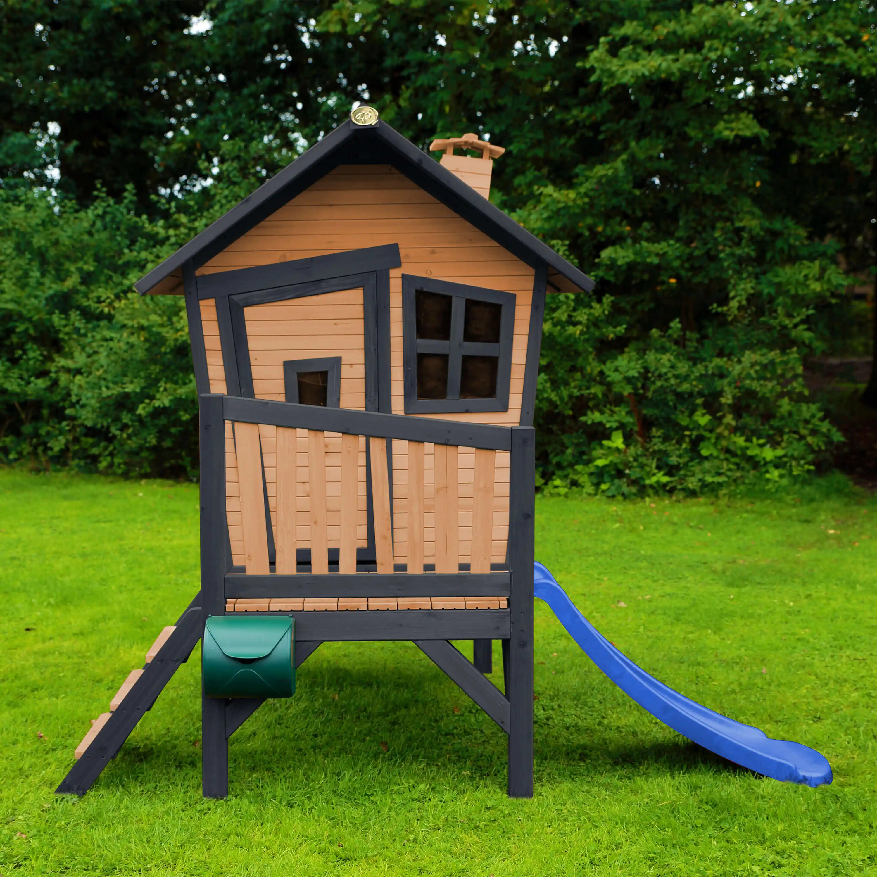 AXI Robin Playhouse Brown/Anthracite - Blue Slide