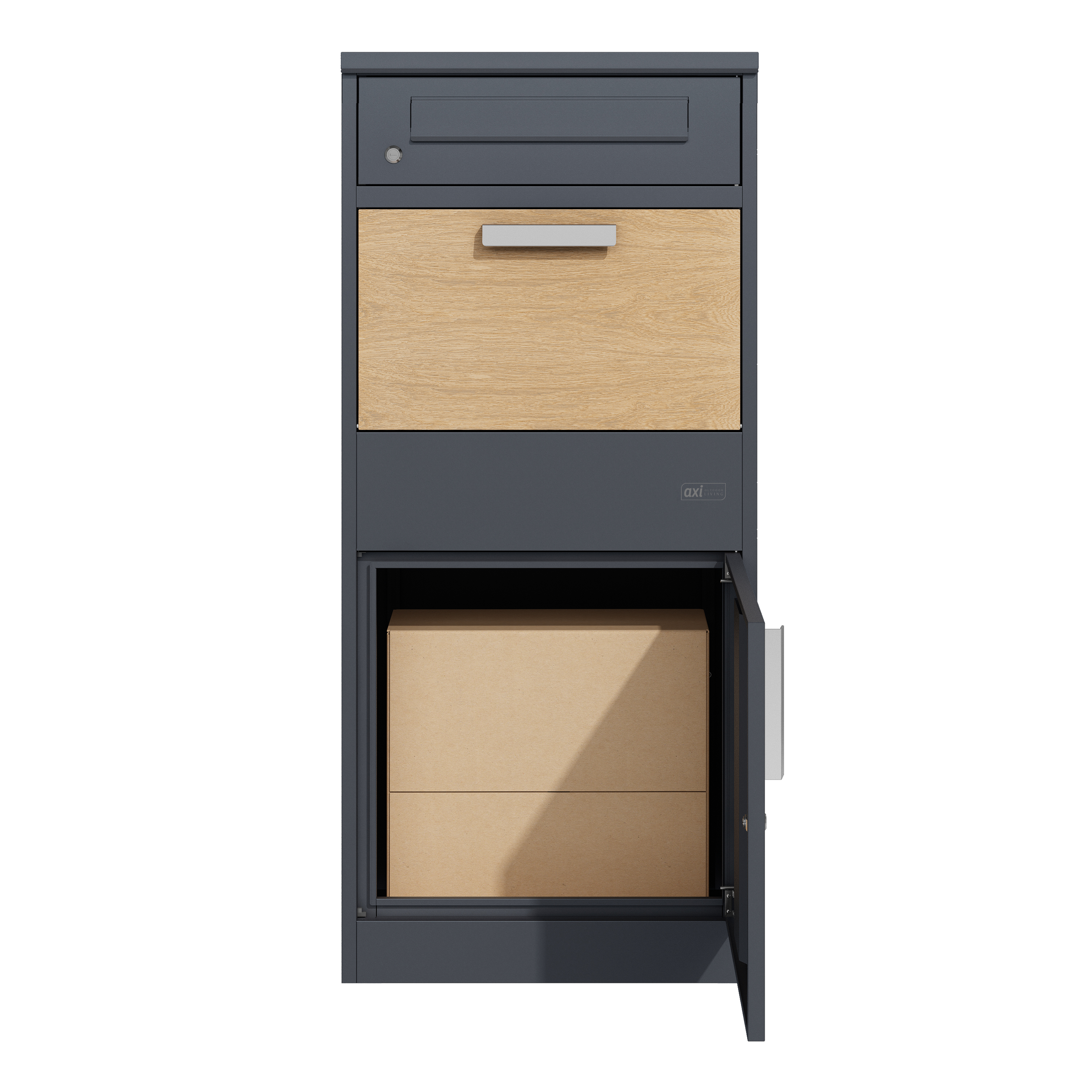 AXI Levi Metal Parcel Mailbox in Anthracite/Wood Look