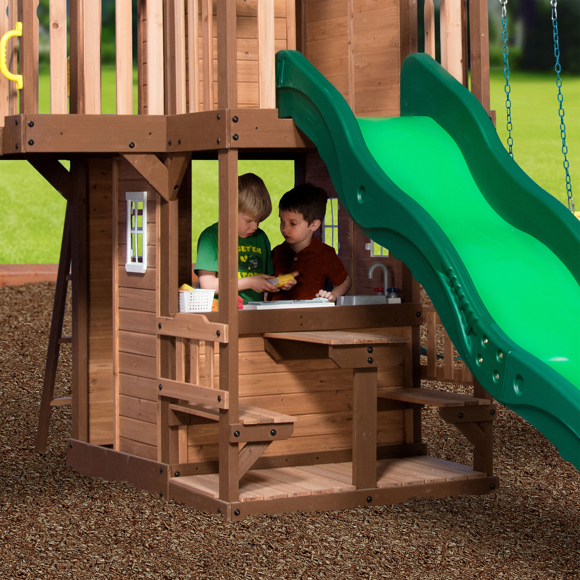 Backyard Discovery Mount Triumph Climbing Frame with Slide and Swings