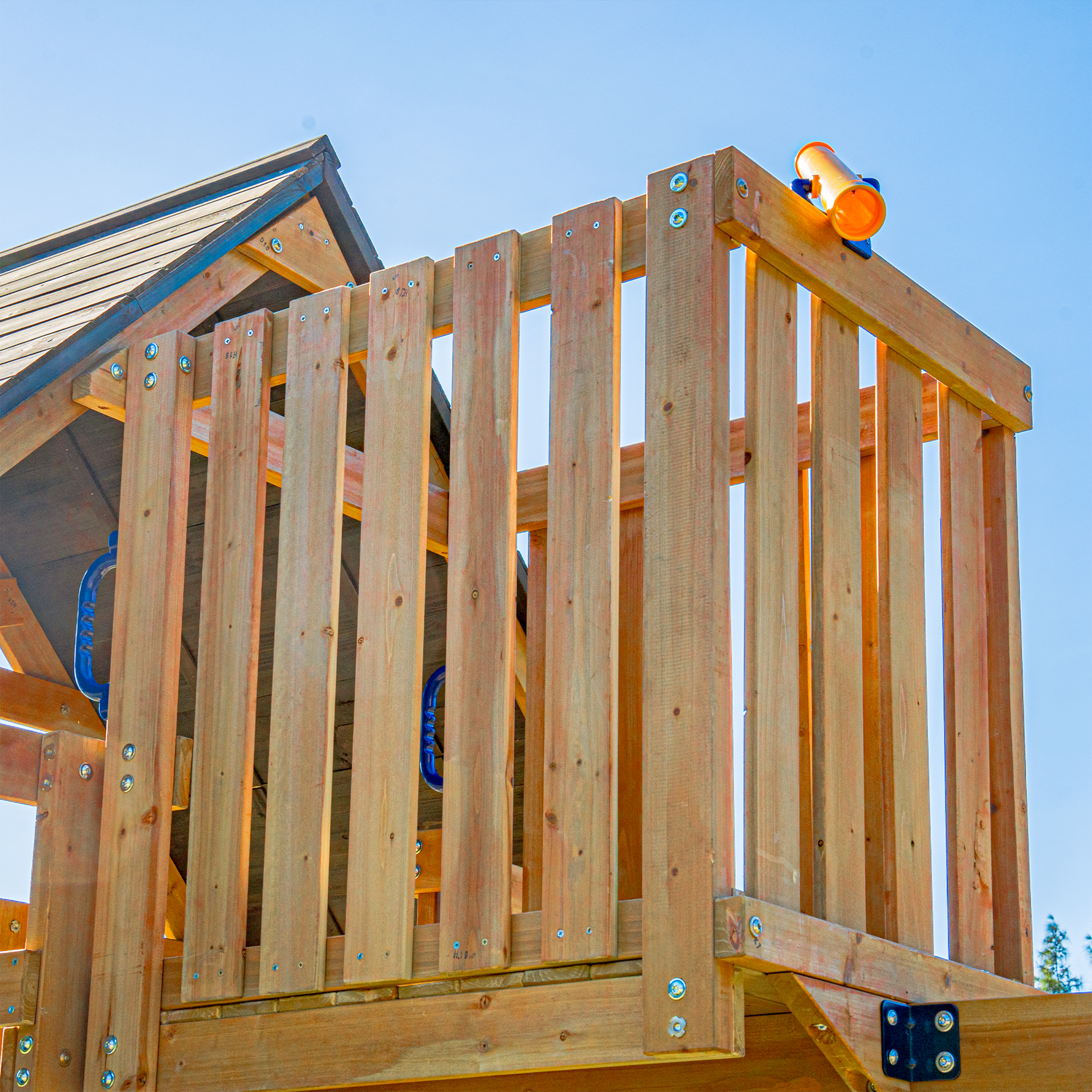 AXI Mitch Climbing Frame with Double Swing. Trapeze and Lookout Tower – Purple Slide