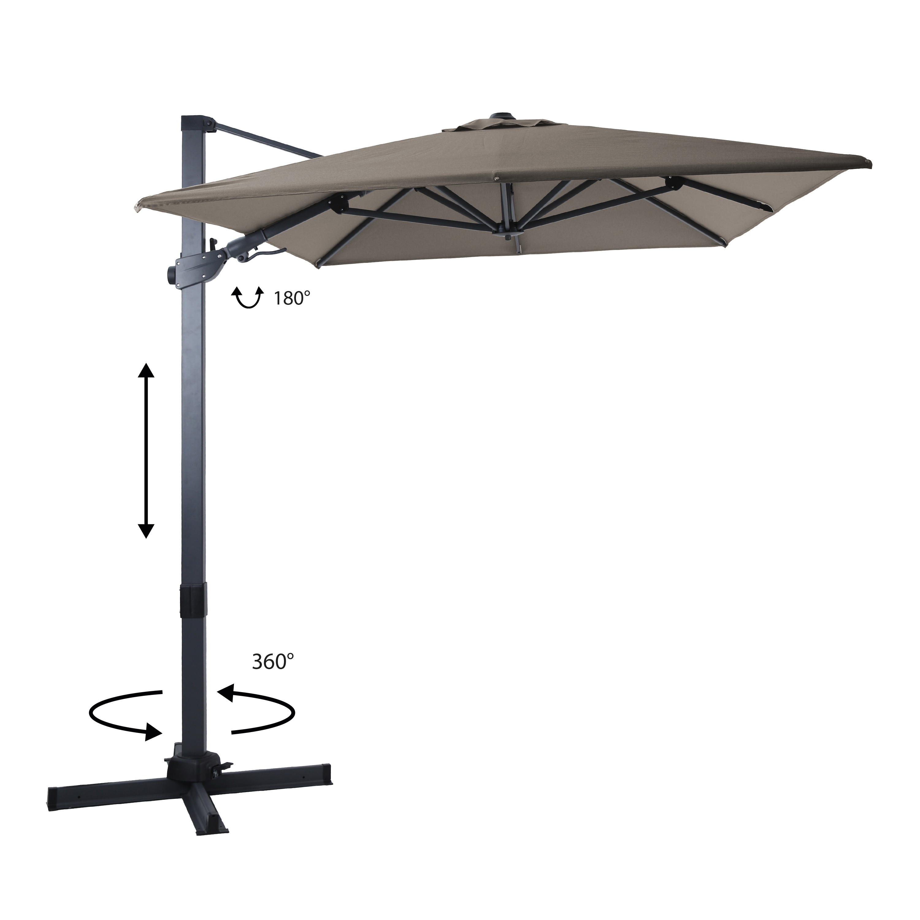 AXI Milad Premium Cantilever Parasol 200x300cm - Grey/Taupe