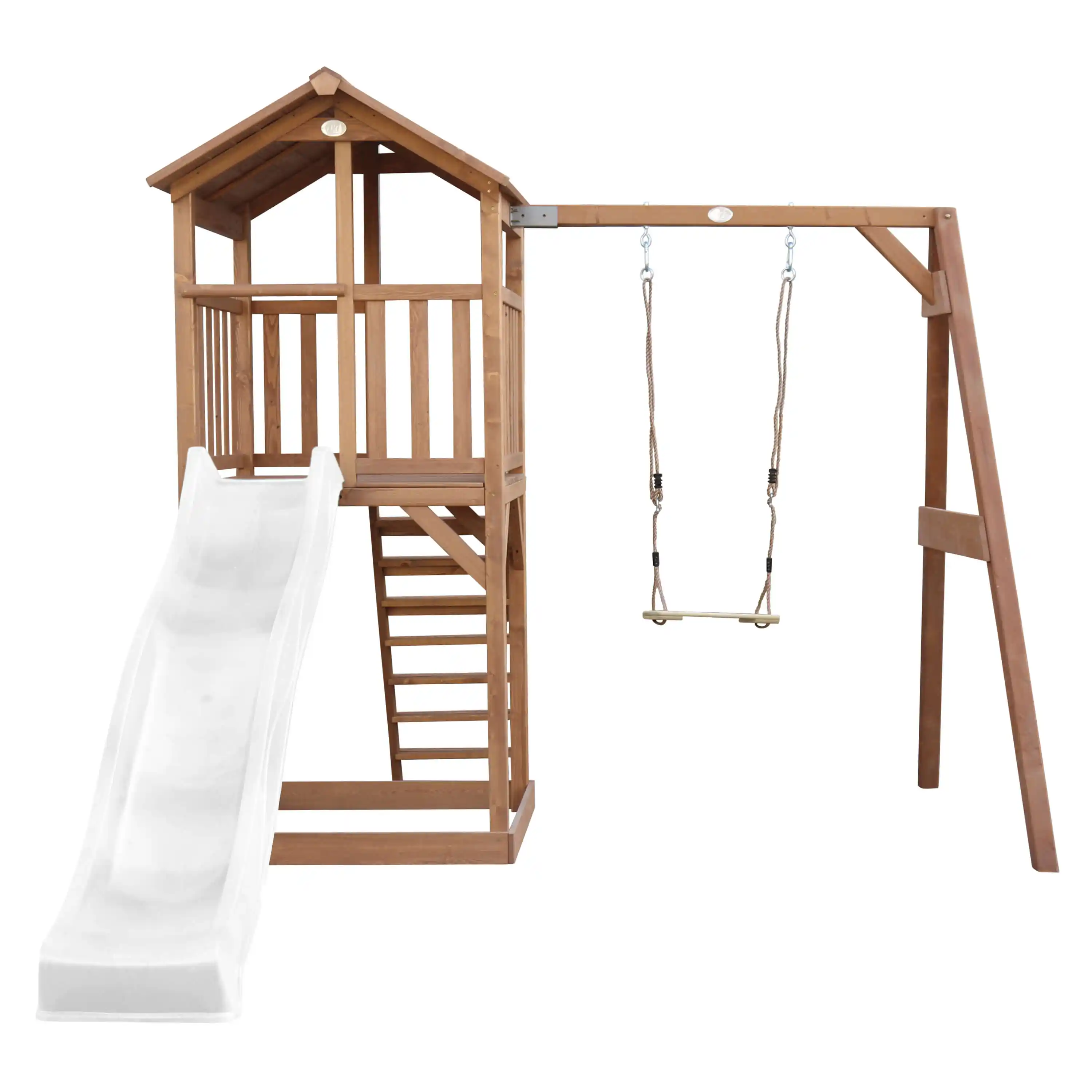 AXI Beach Tower with Single Swing Set Brown - White Slide