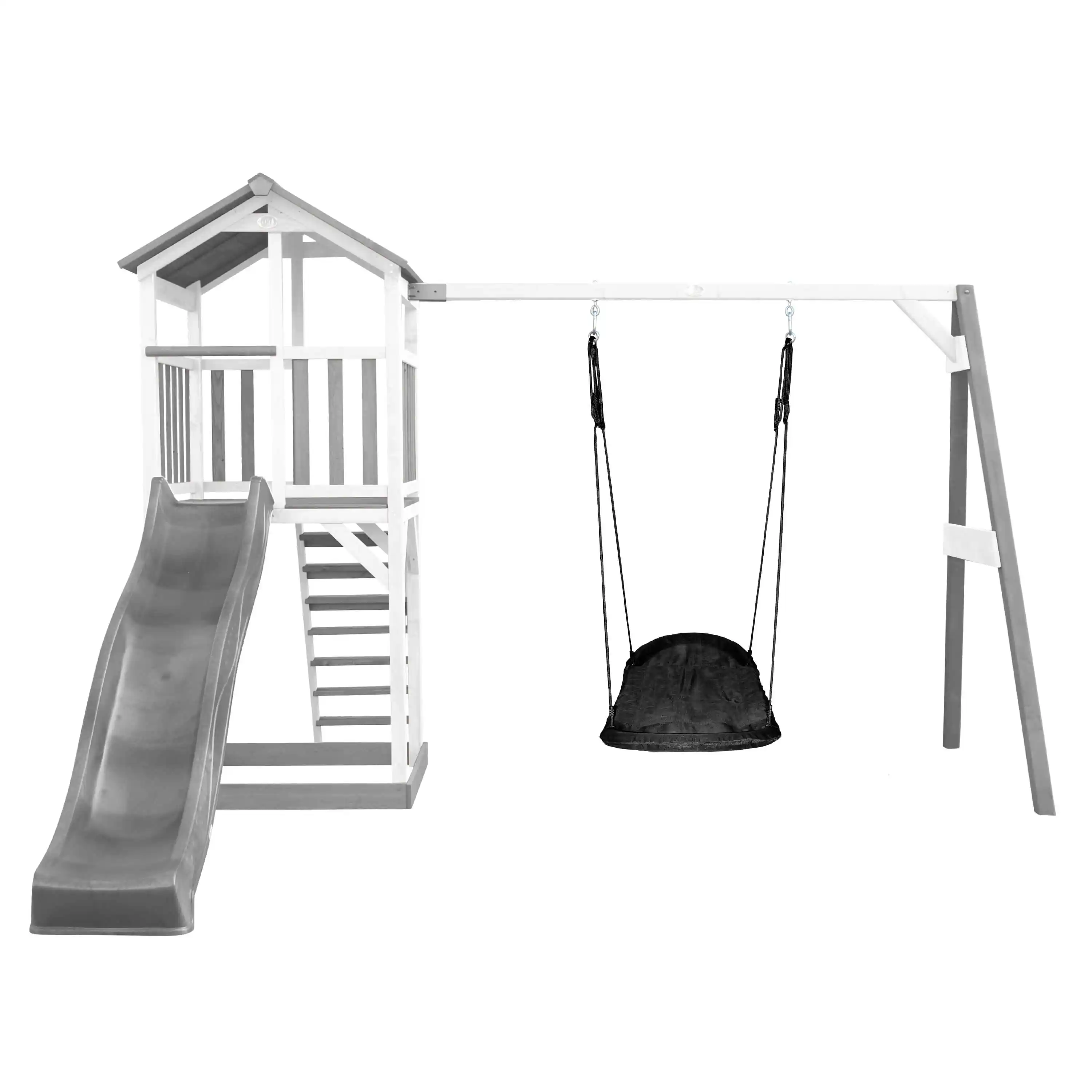 AXI Beach Tower with Roxy Nest Swing Set Grey/White - Grey Slide