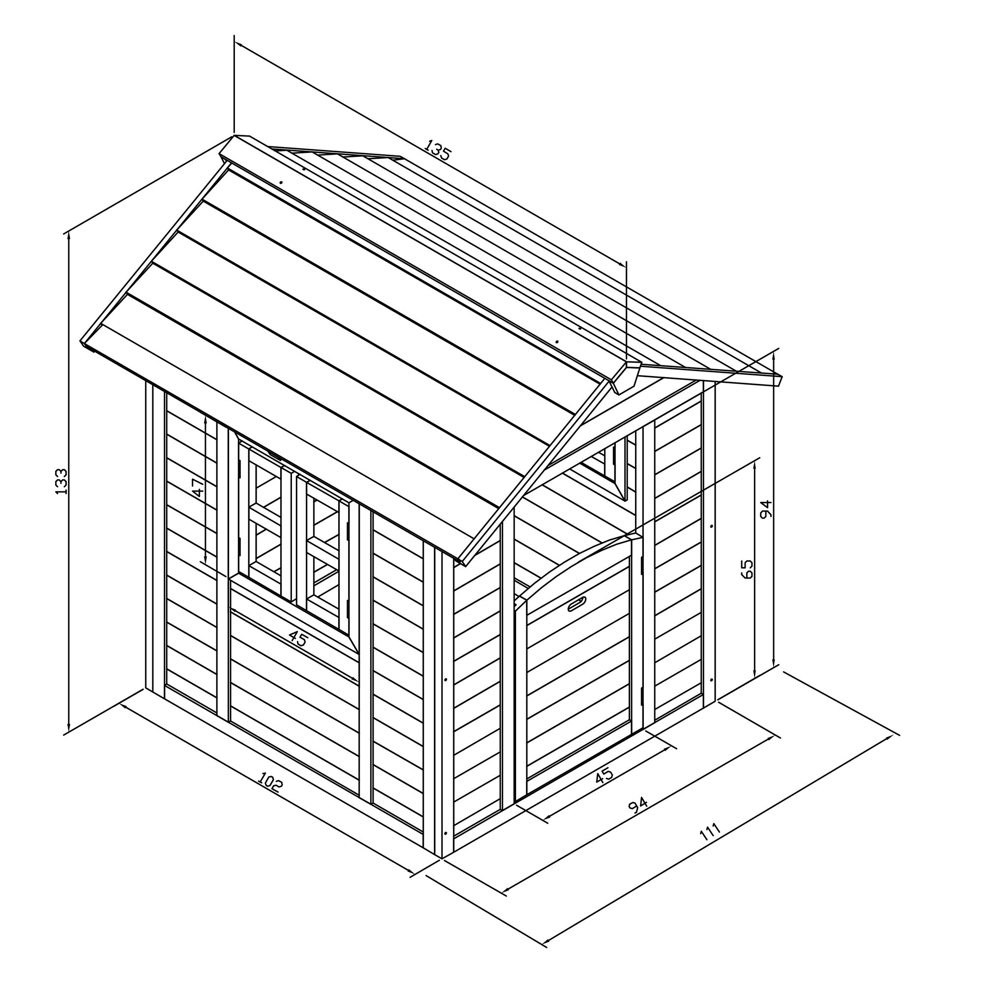 maattekening AXI Lodge Speelhuis Cool Grijs