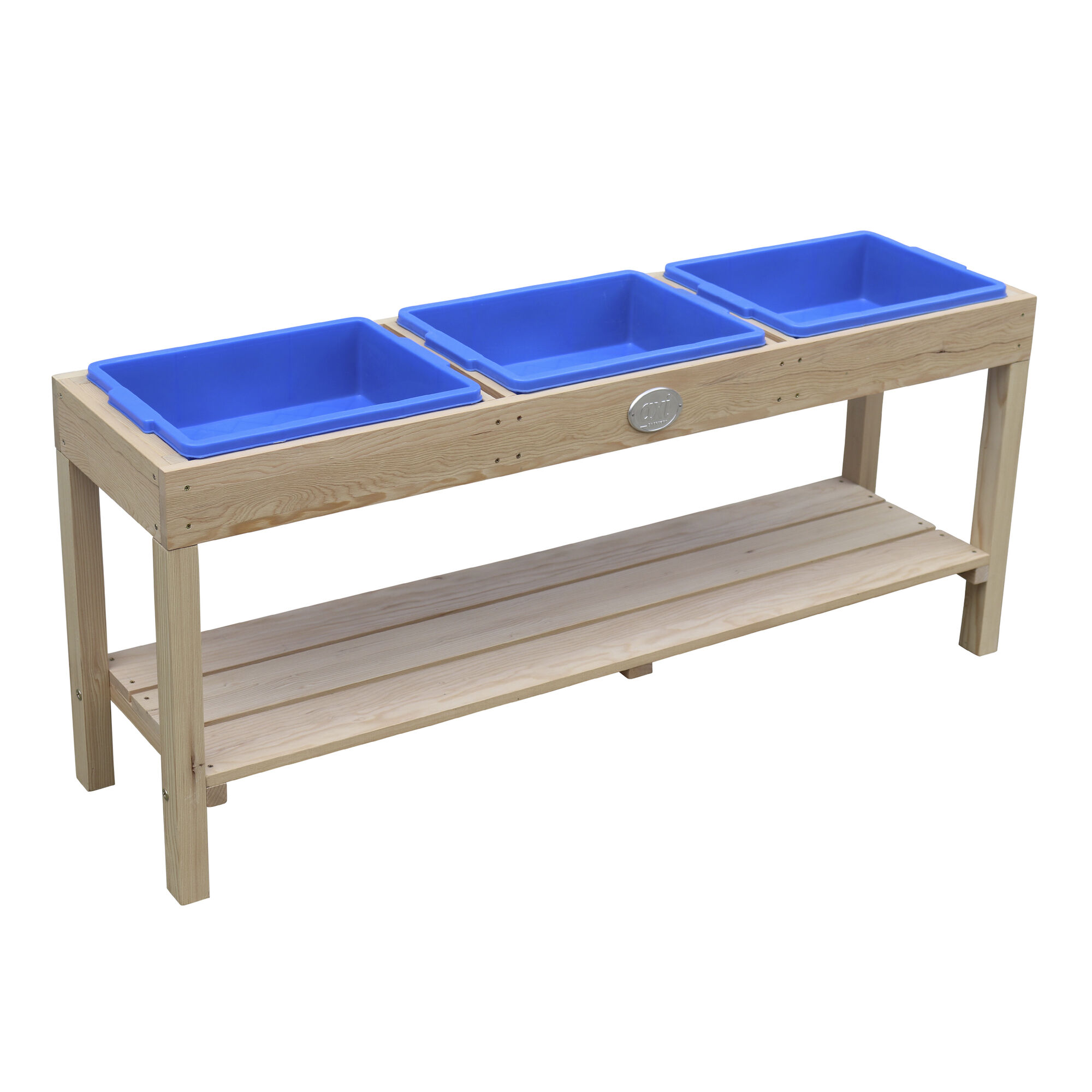 productfoto AXI Activiteiten Tafel met 3 blauwe bakken Naturel Bruin