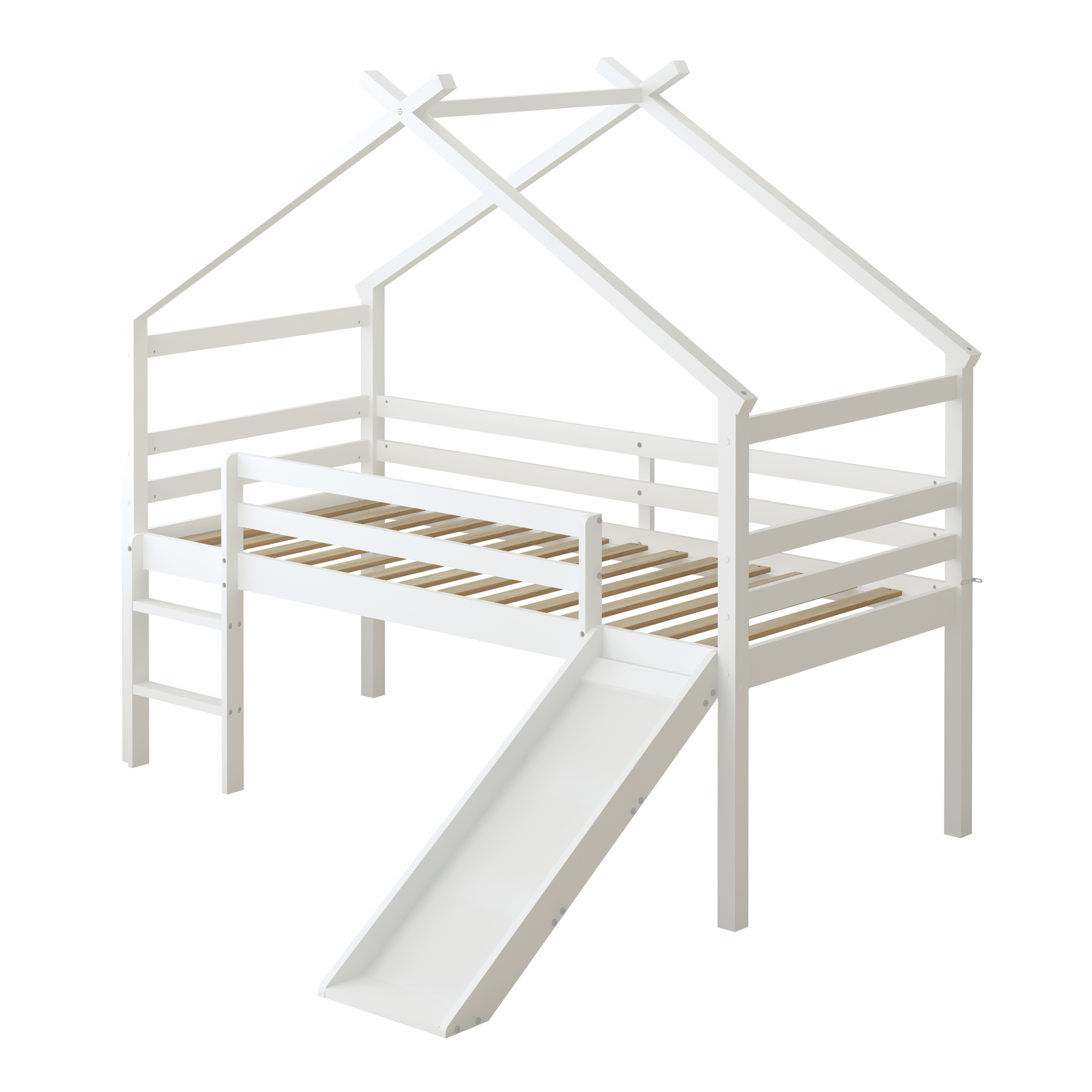 Sunny River Mid Sleeper with Slide White – Without Mattress