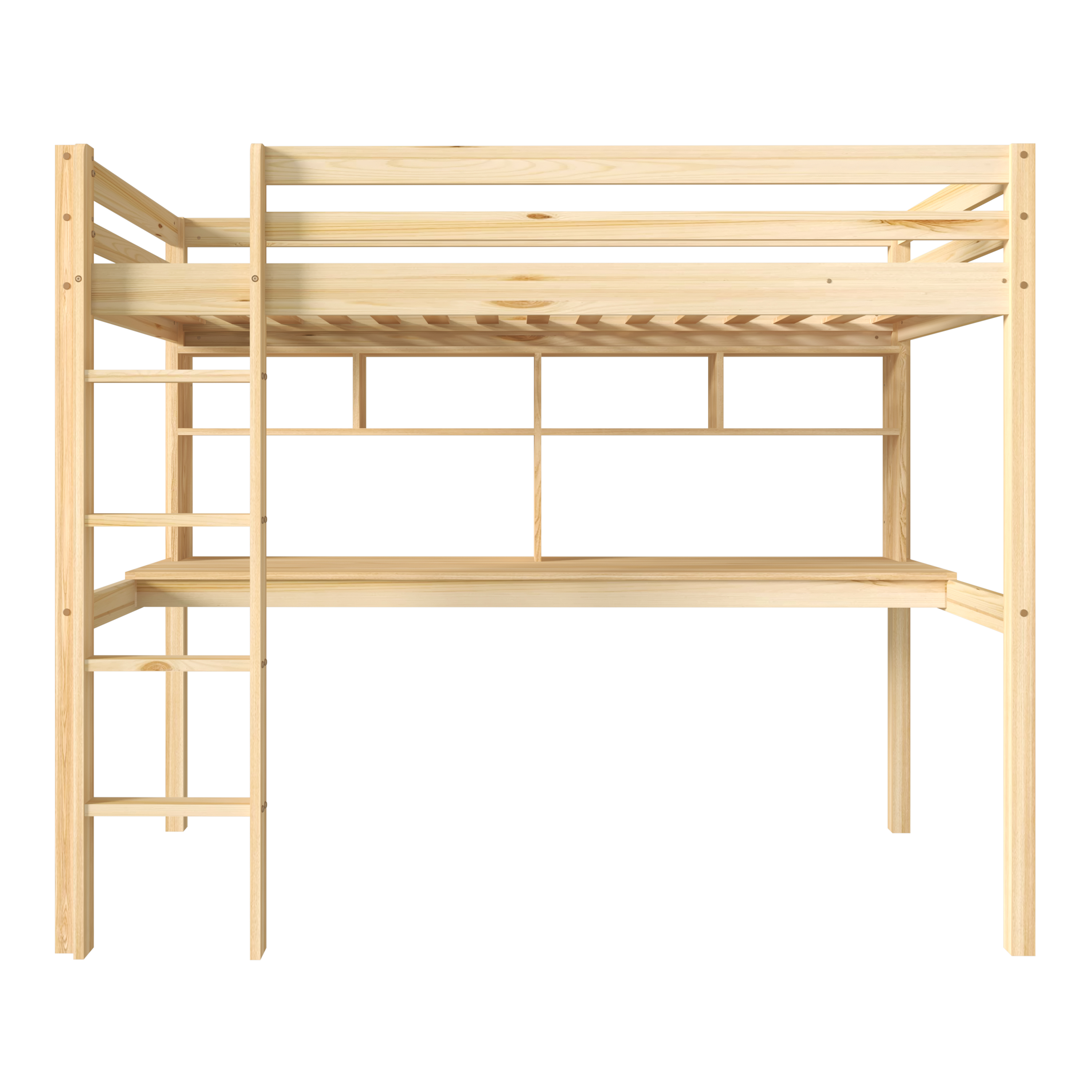 Sunny Sil Loft Bed with Desk Natural – With Mattress