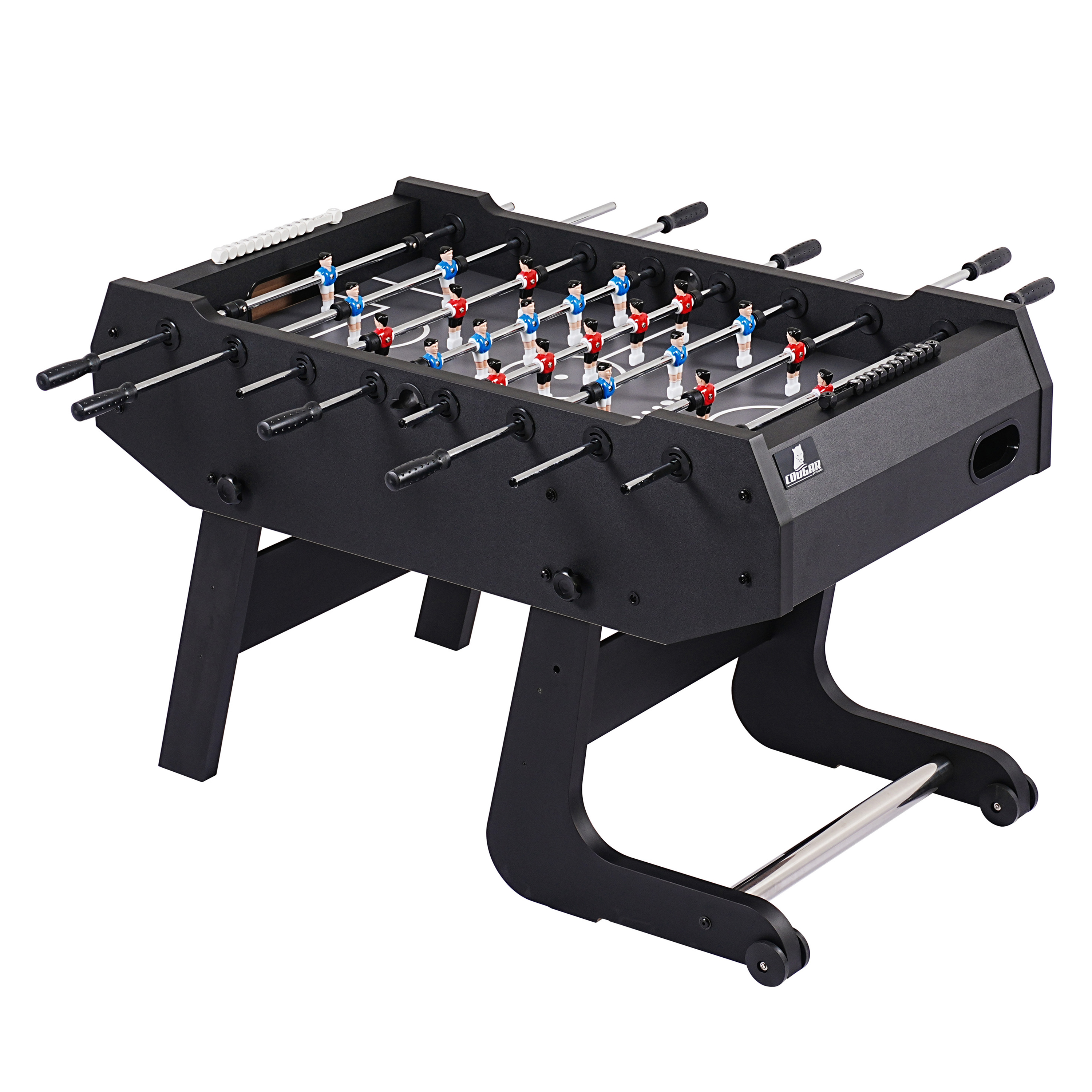 Cougar Powerkick Pro Folding Football Table Black – Grey Playing Field