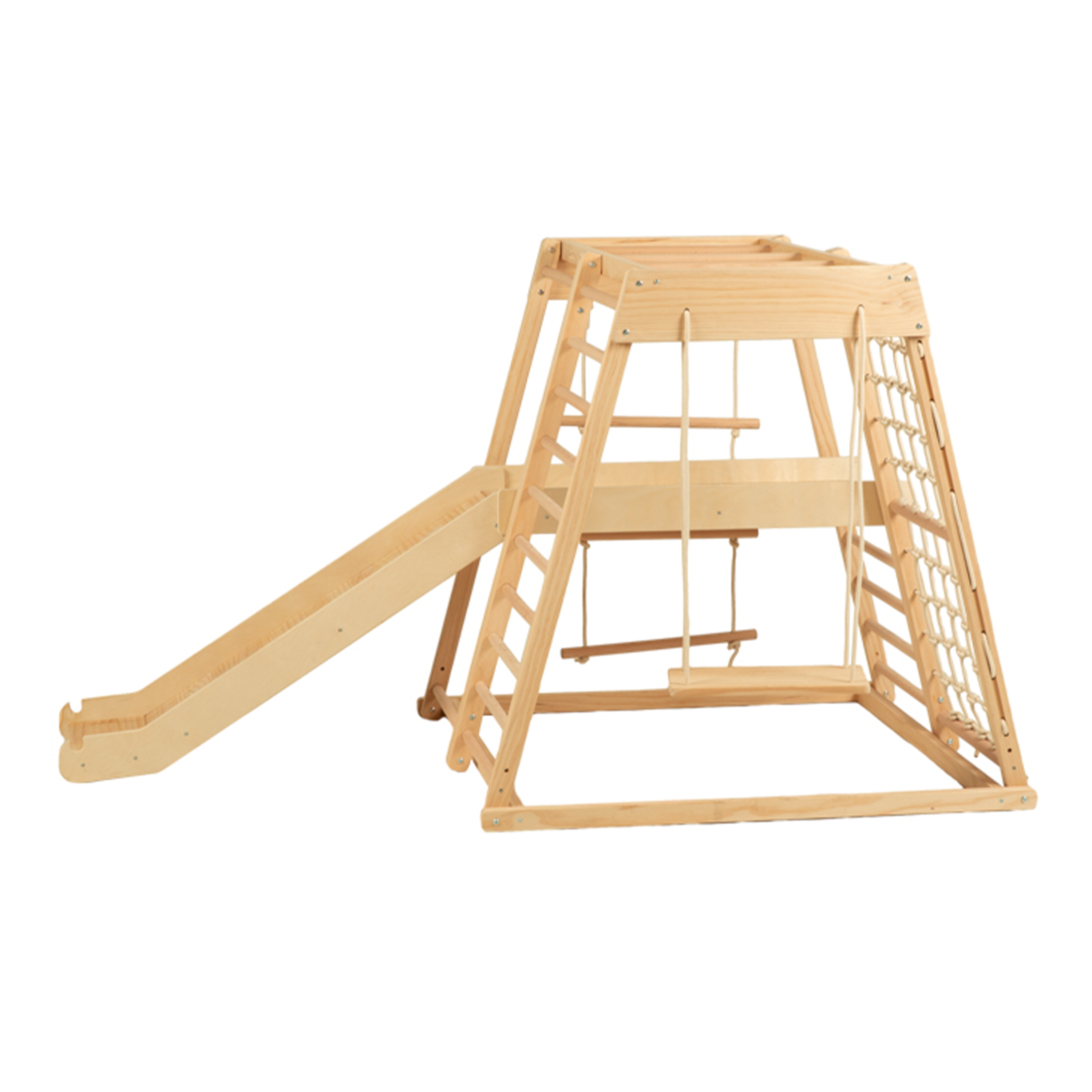 Sunny Mickie Wooden Climbing Tower with Slide and Swing - Natural