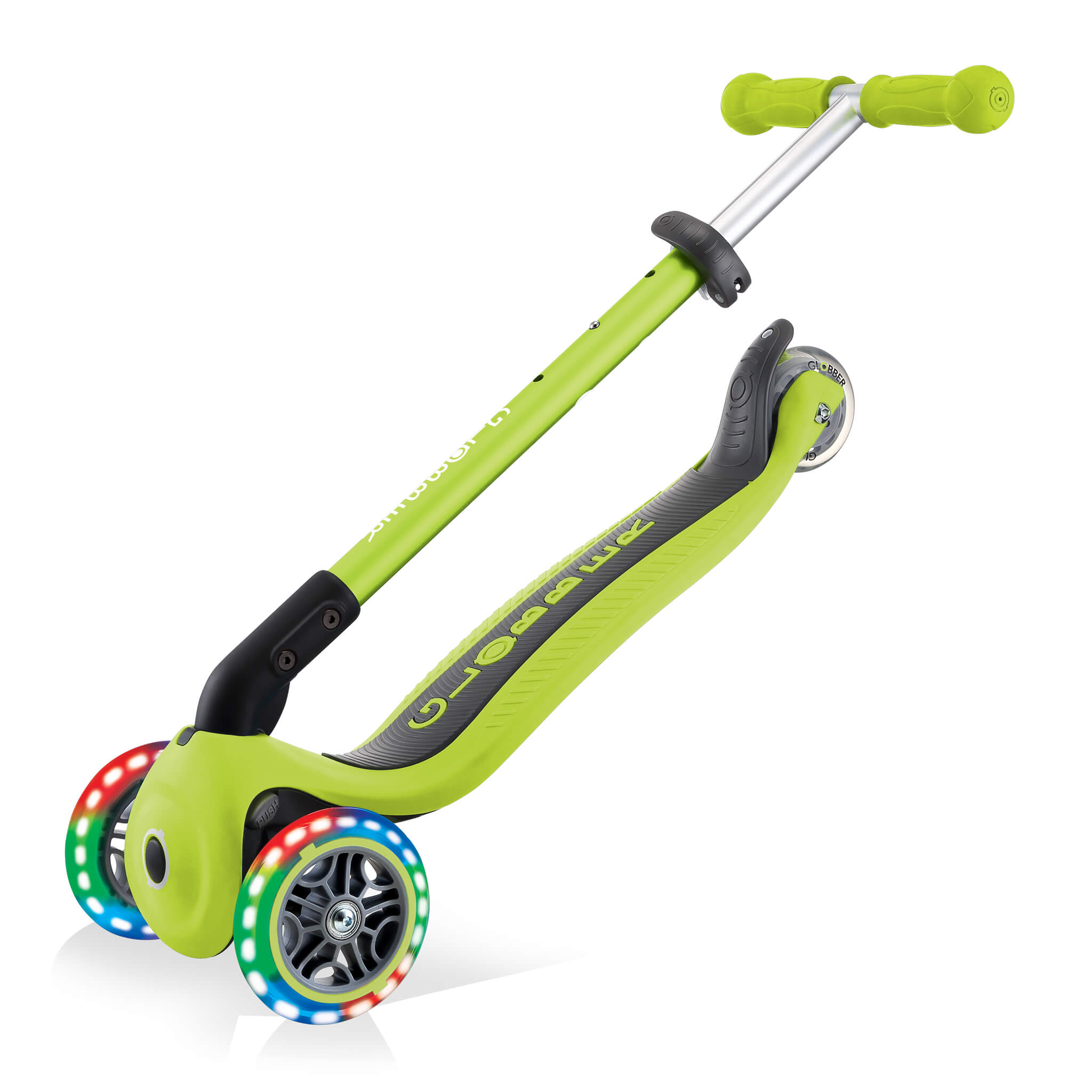 Globber Primo Foldable Lights Scooter - Green