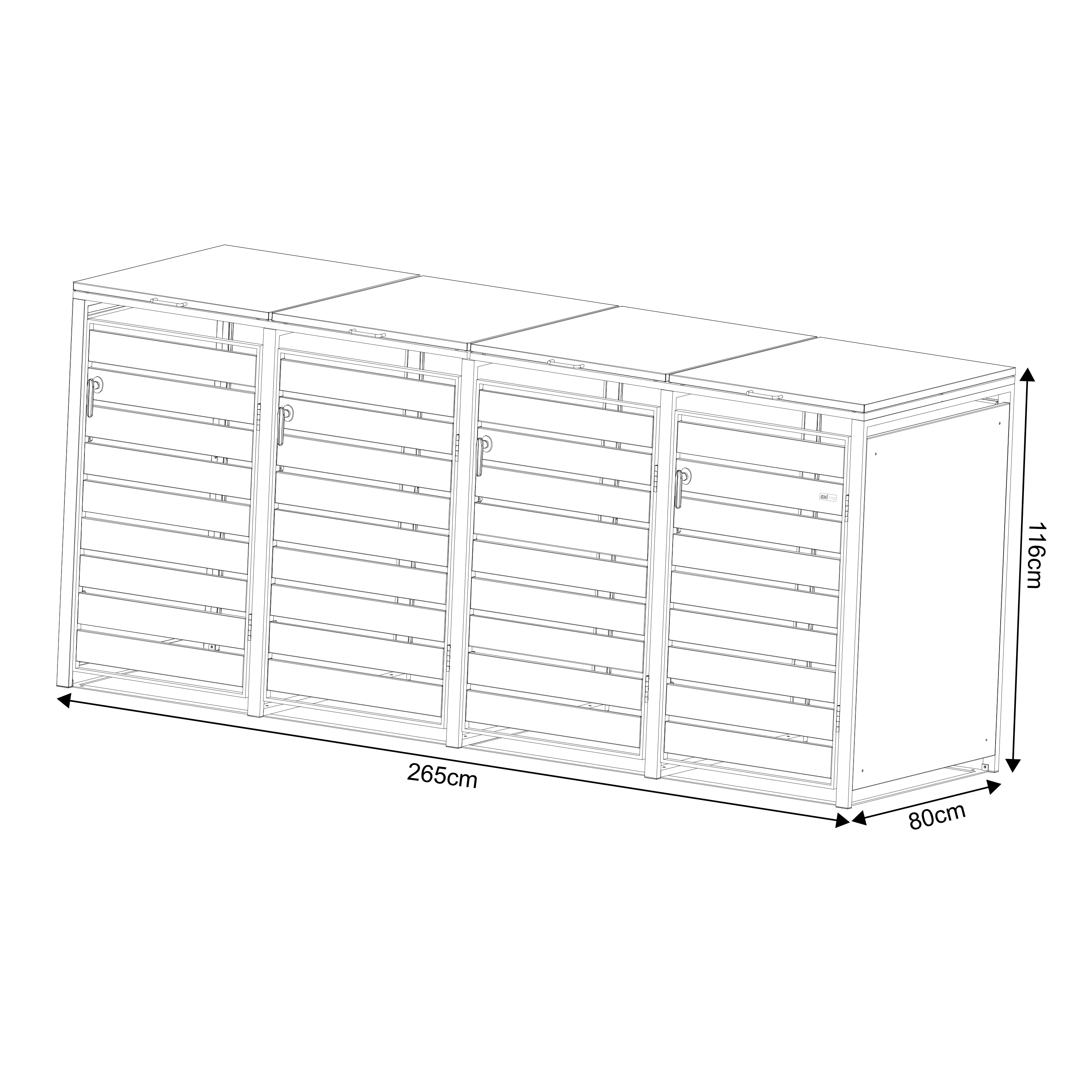 AXI Lucas Metal Garbage Bin Shed Anthracite - 4 Garbage Bins