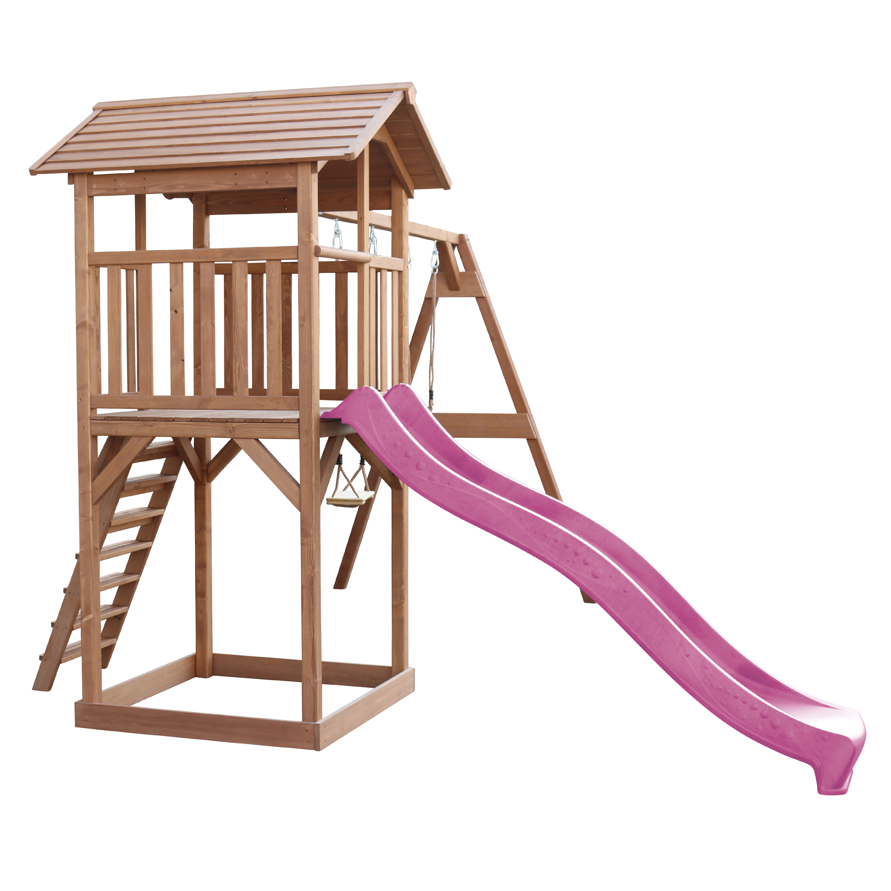 AXI Beach Tower with Double Swing Set Brown - Purple Slide