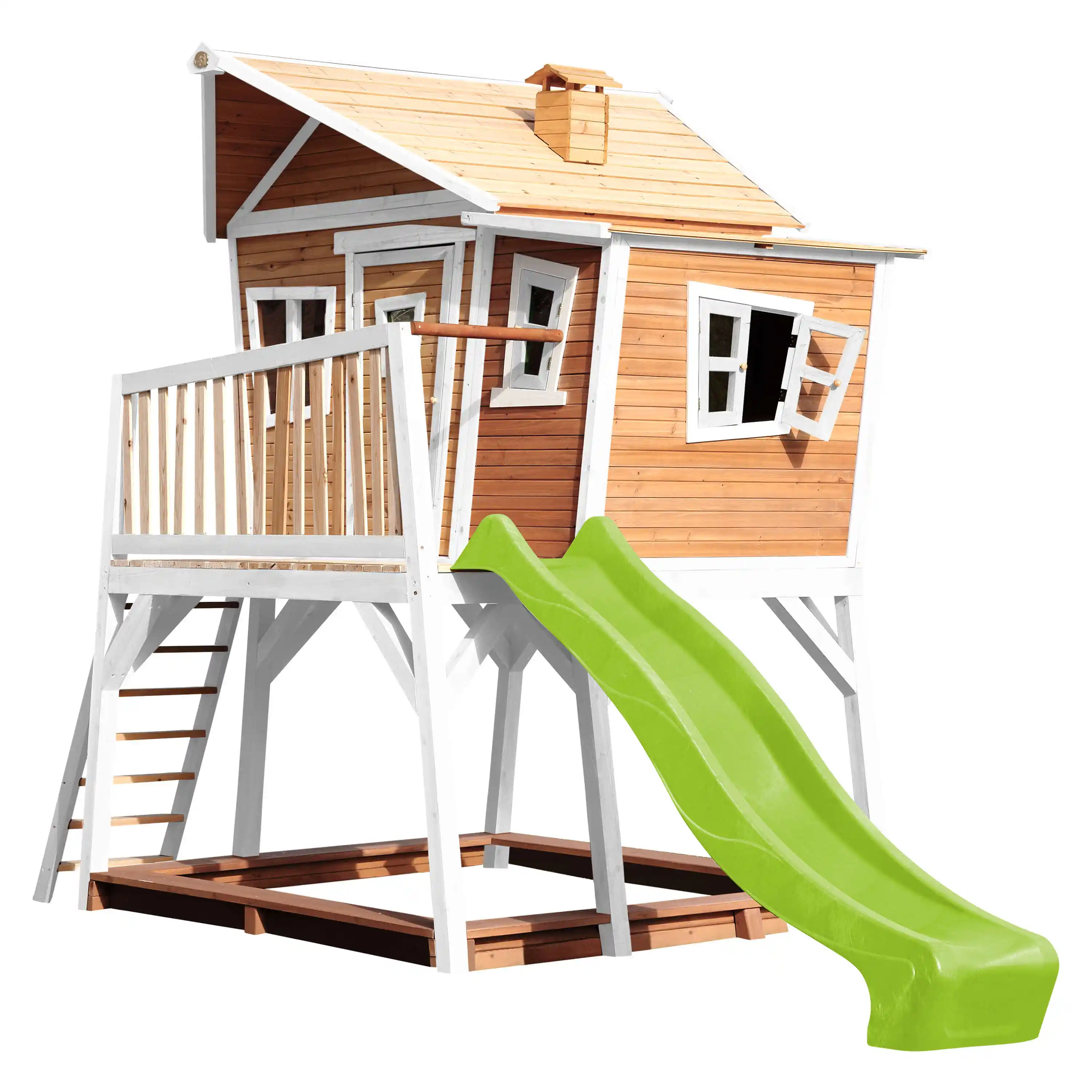 AXI Max Playhouse Brown/White - Lime Green Slide