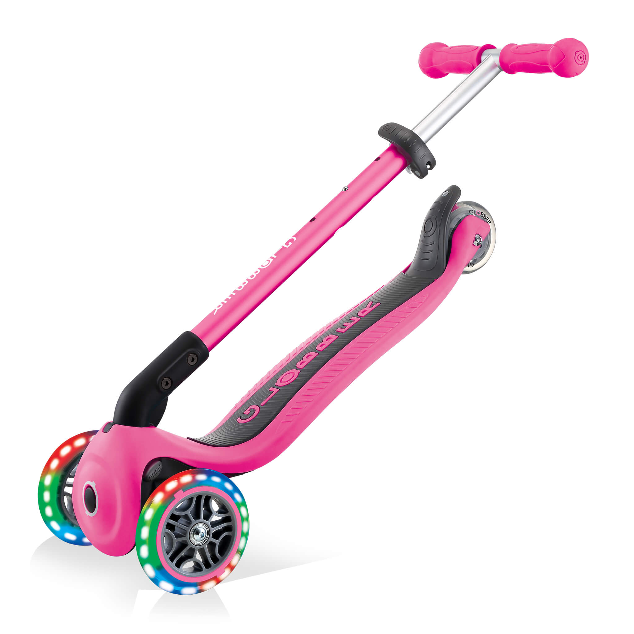 Globber Primo Foldable Lights Scooter - Pink