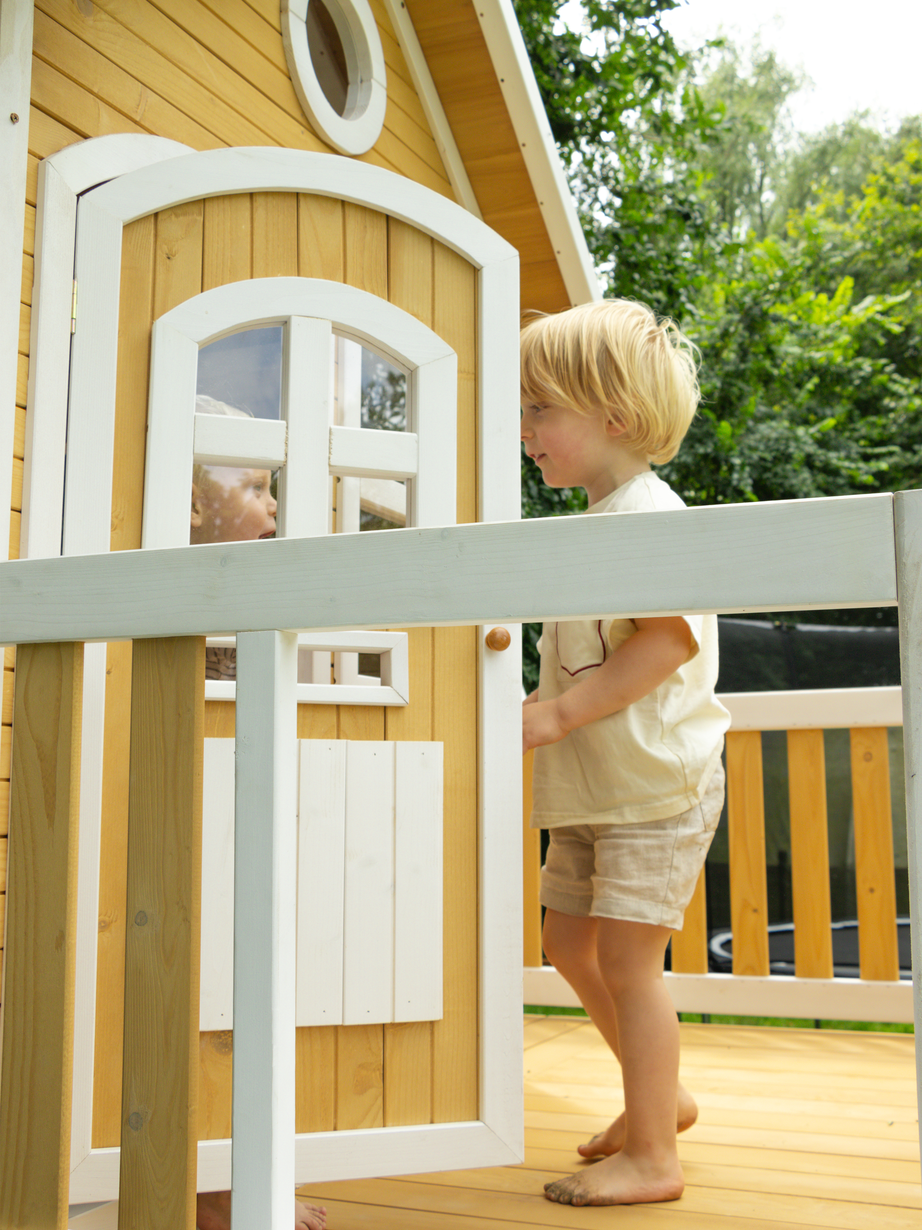 AXI Liam Playhouse with Roxy Nest Swing Set Brown/White - White Slide