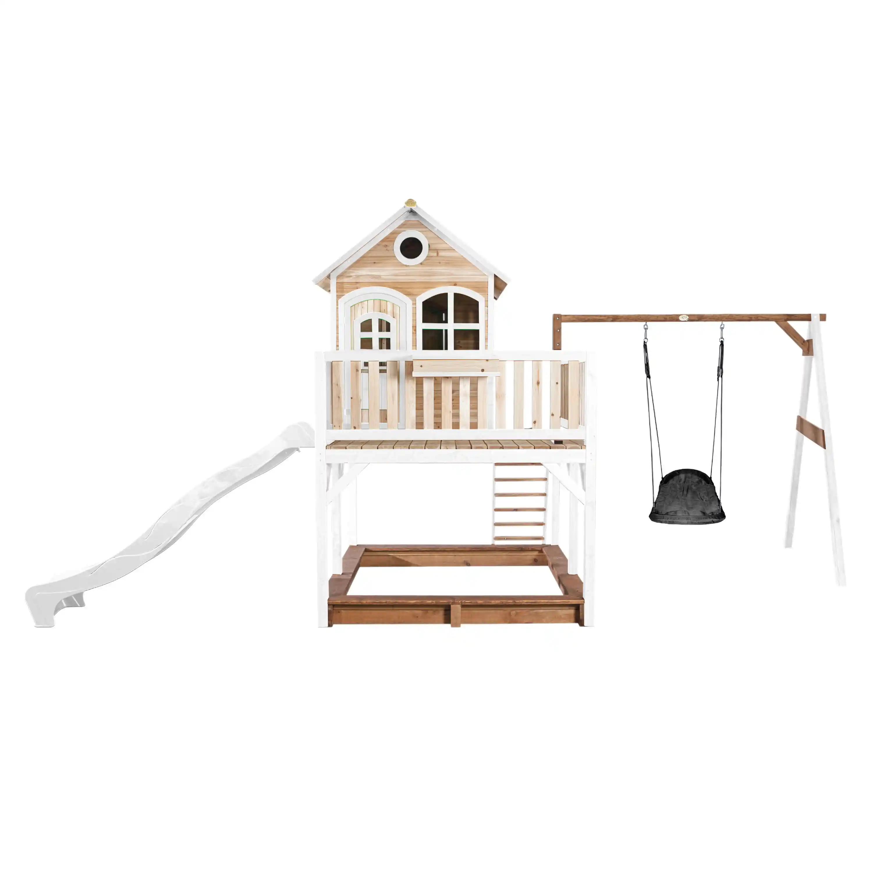 AXI Liam Playhouse with Roxy Nest Swing Set Brown/White - White Slide