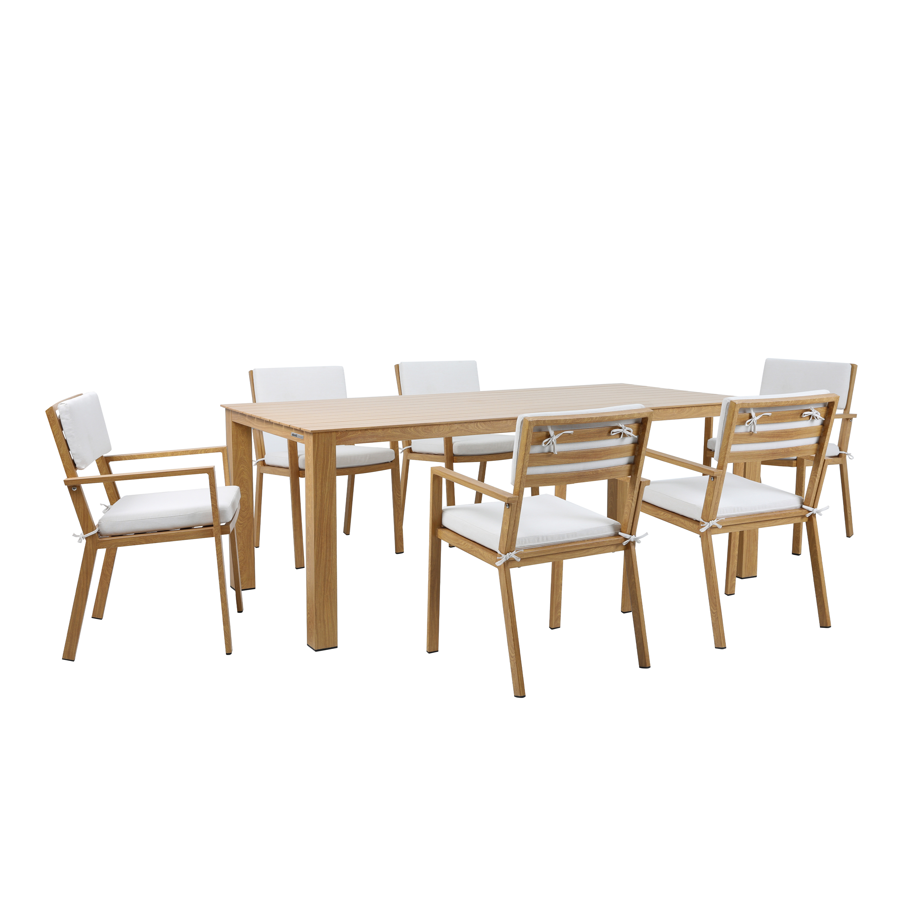 AXI Jada Garden Set with 6 chairs - Wood-look/Beige