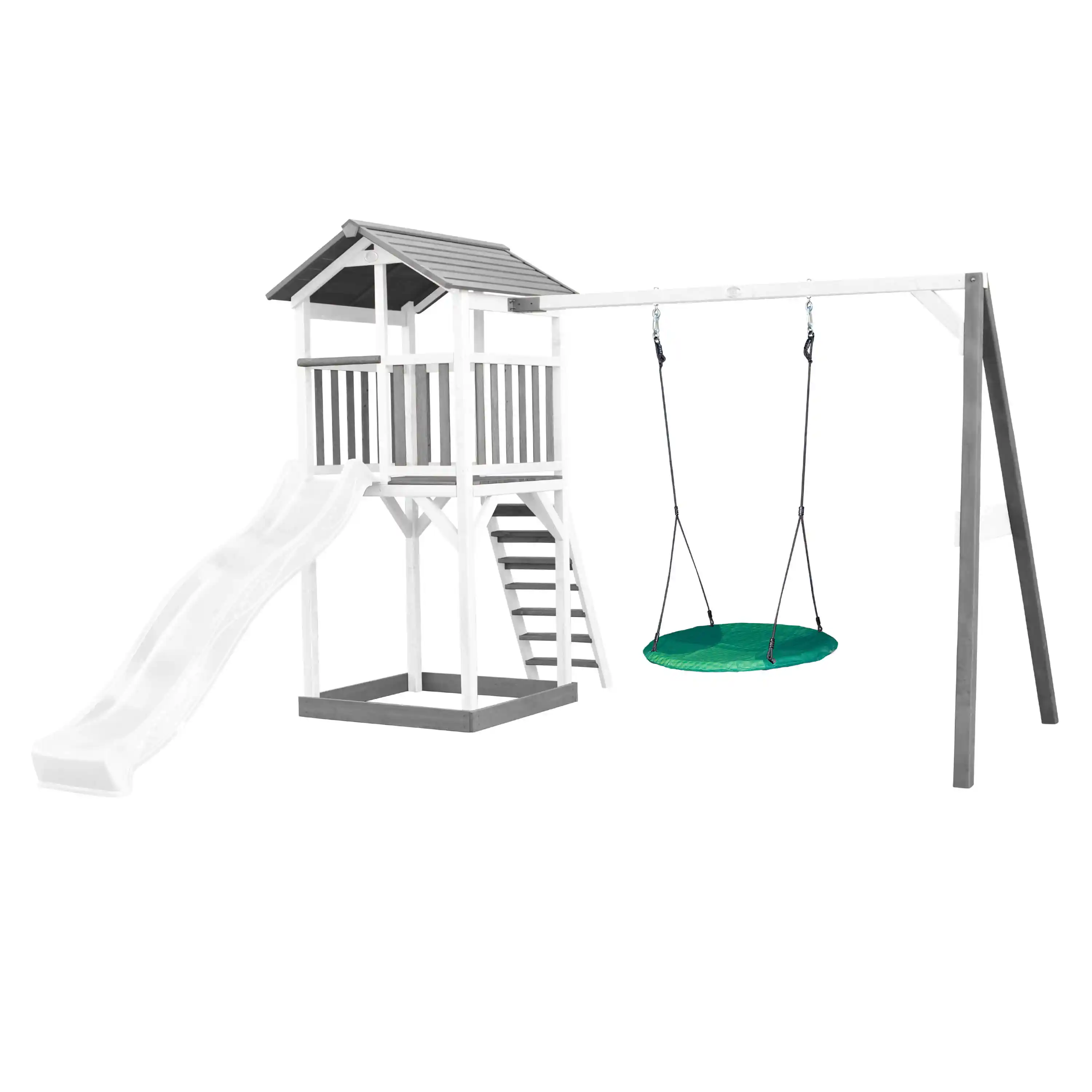 AXI Beach Tower with Summer Nest Swing Set Grey/White - White Slide