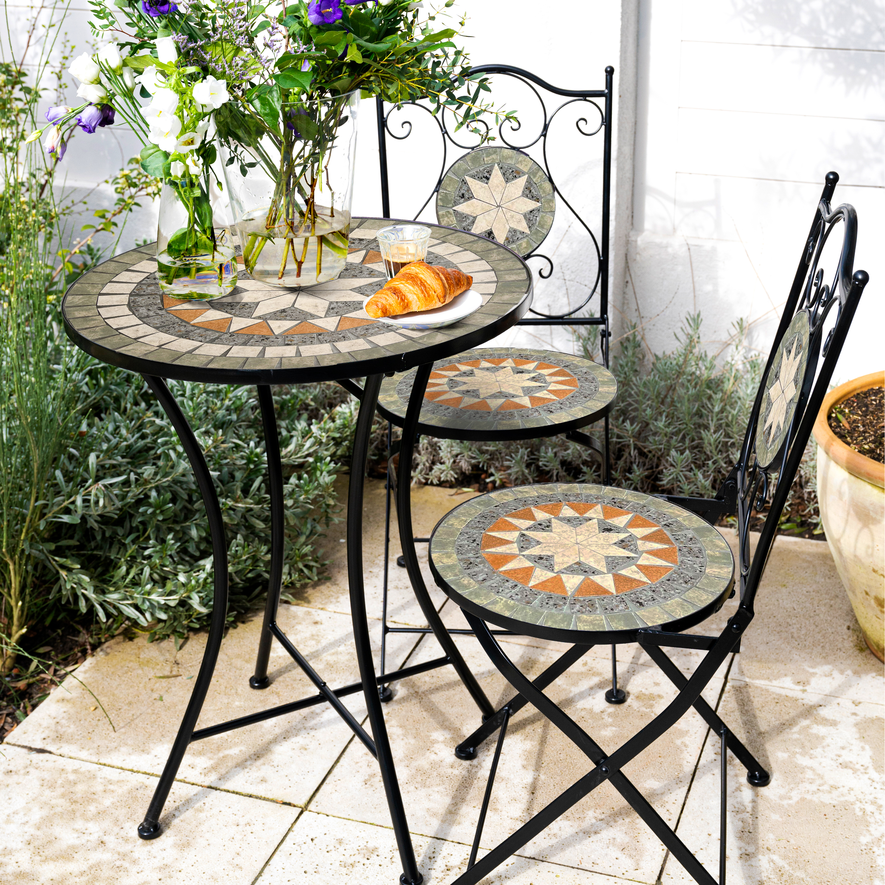 AXI Amélie Bistro Set Mosaic Star - Grey/Brown