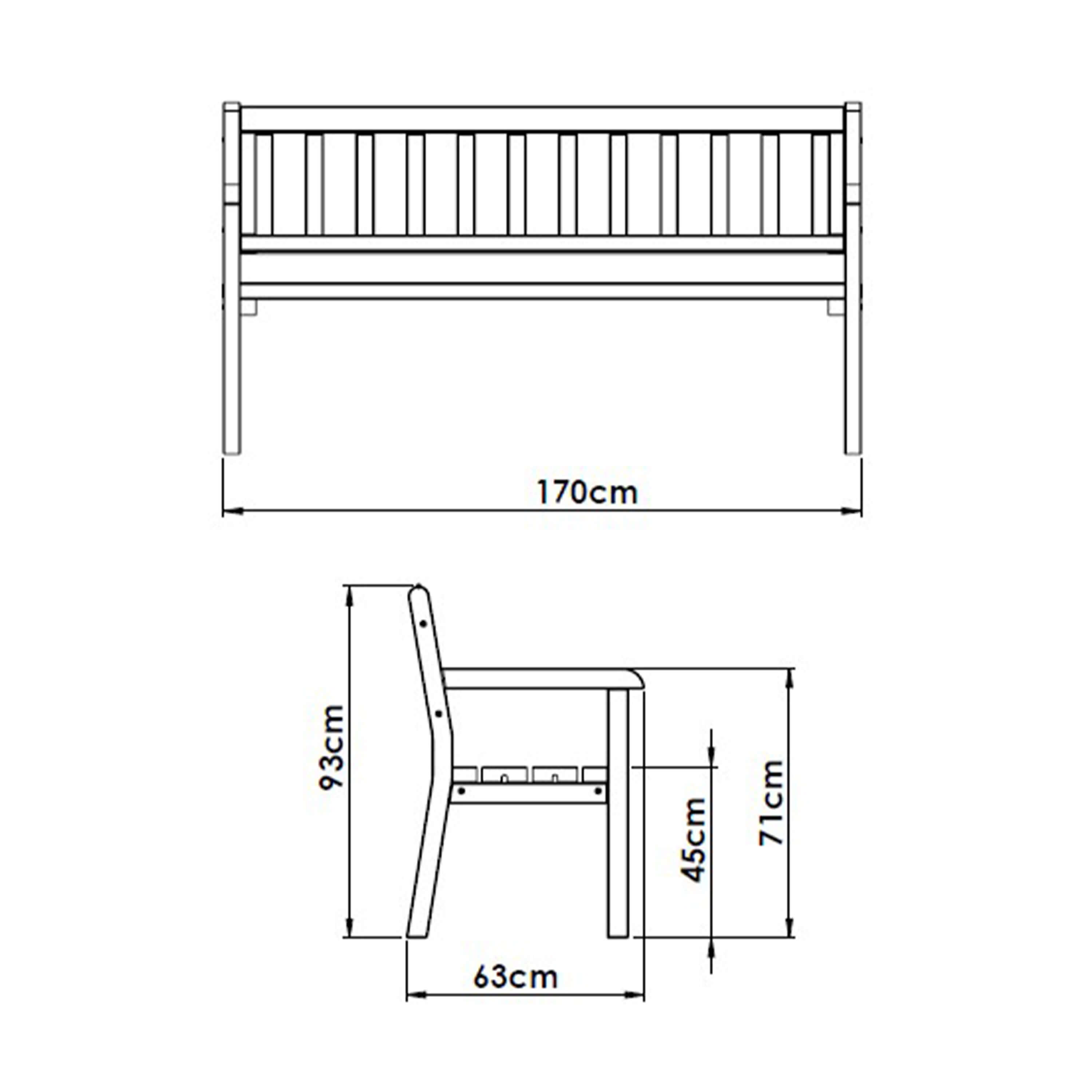 AXI Charlotte Wooden Garden Bench 170 cm - Brown