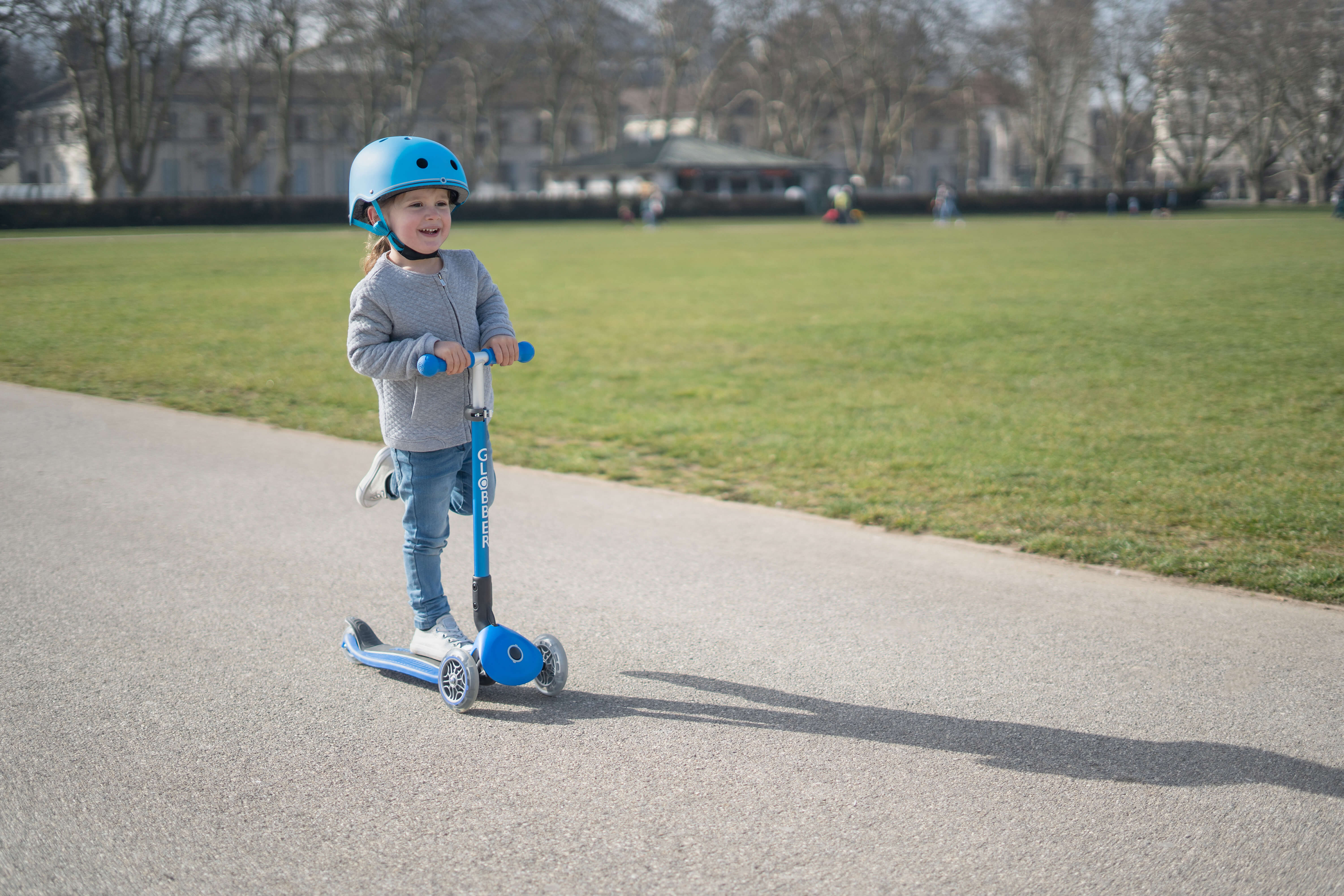 Globber Primo Foldable Lights Scooter - Blue