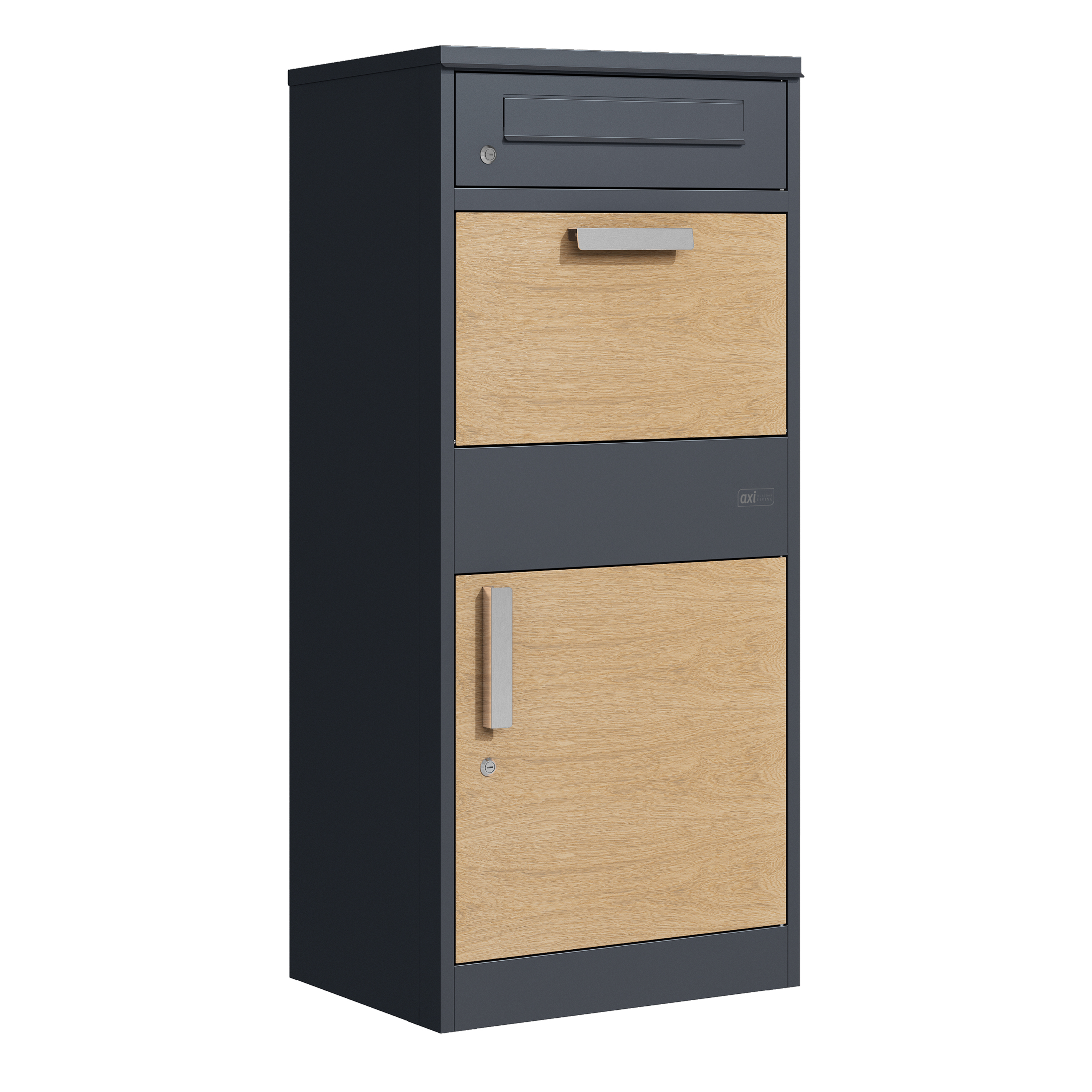 AXI Levi Metal Parcel Mailbox in Anthracite/Wood Look