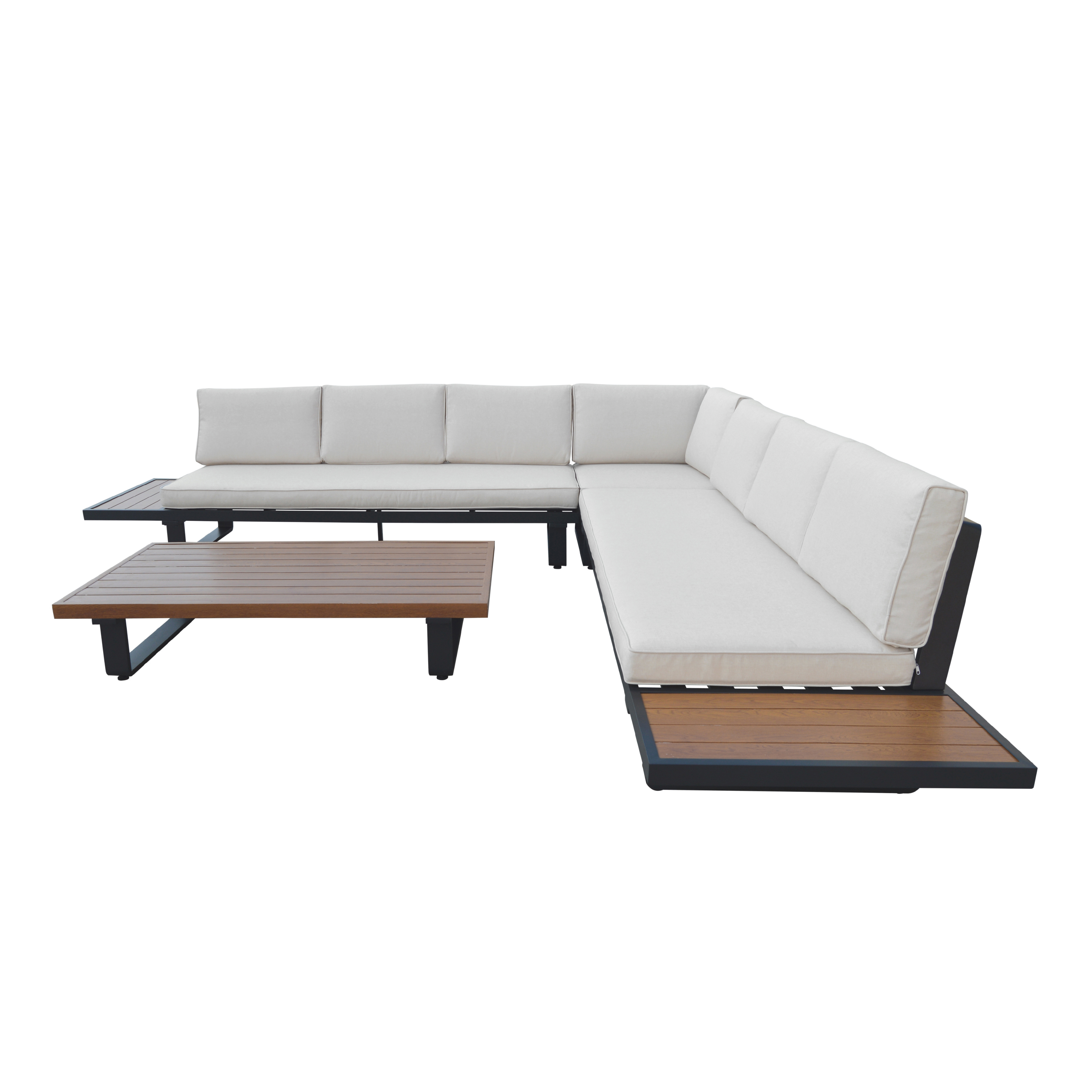 AXI Elin Lounge Set with Side Tables Anthracite with Wood-Look