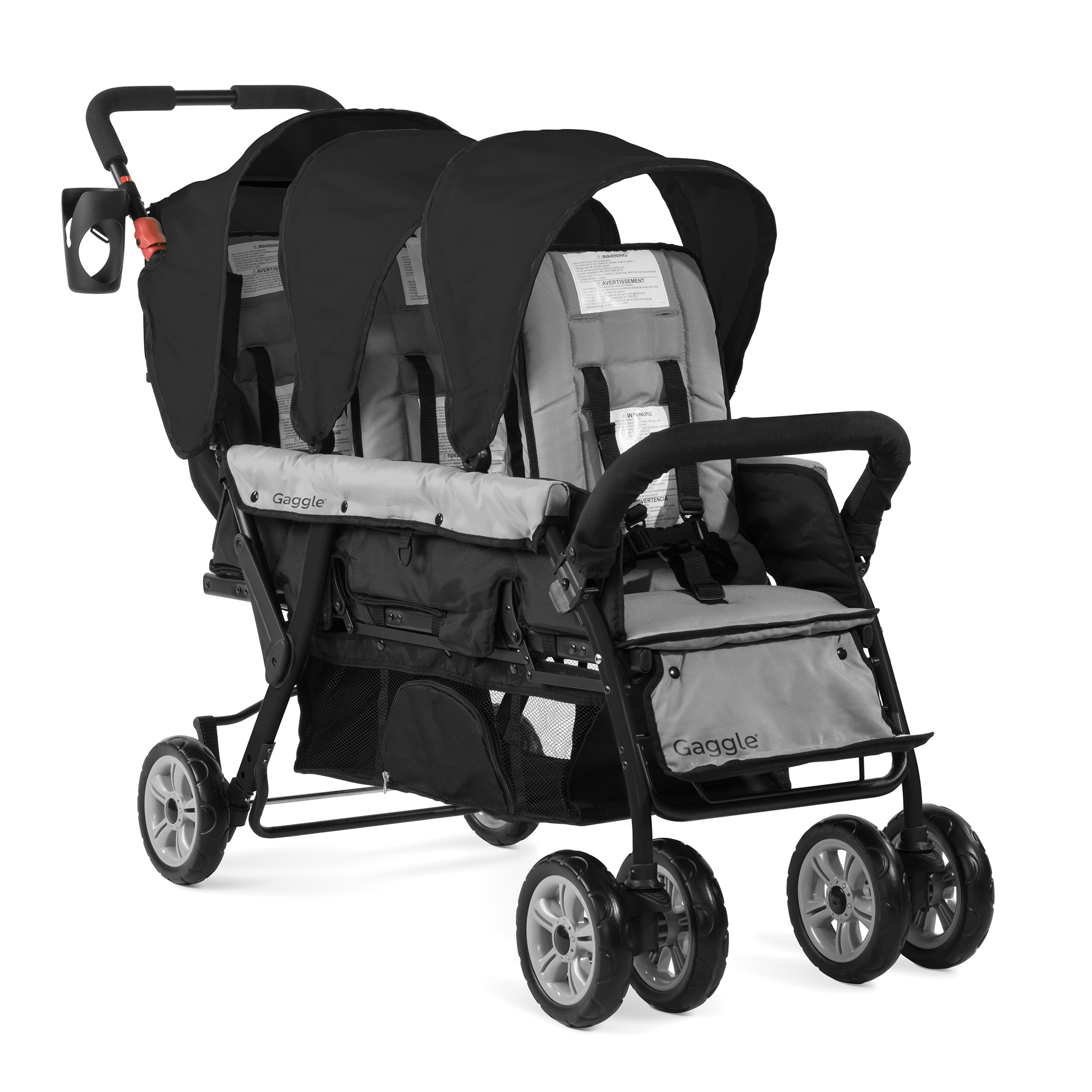 Gaggle Compass Stroller for 3 Children - Black