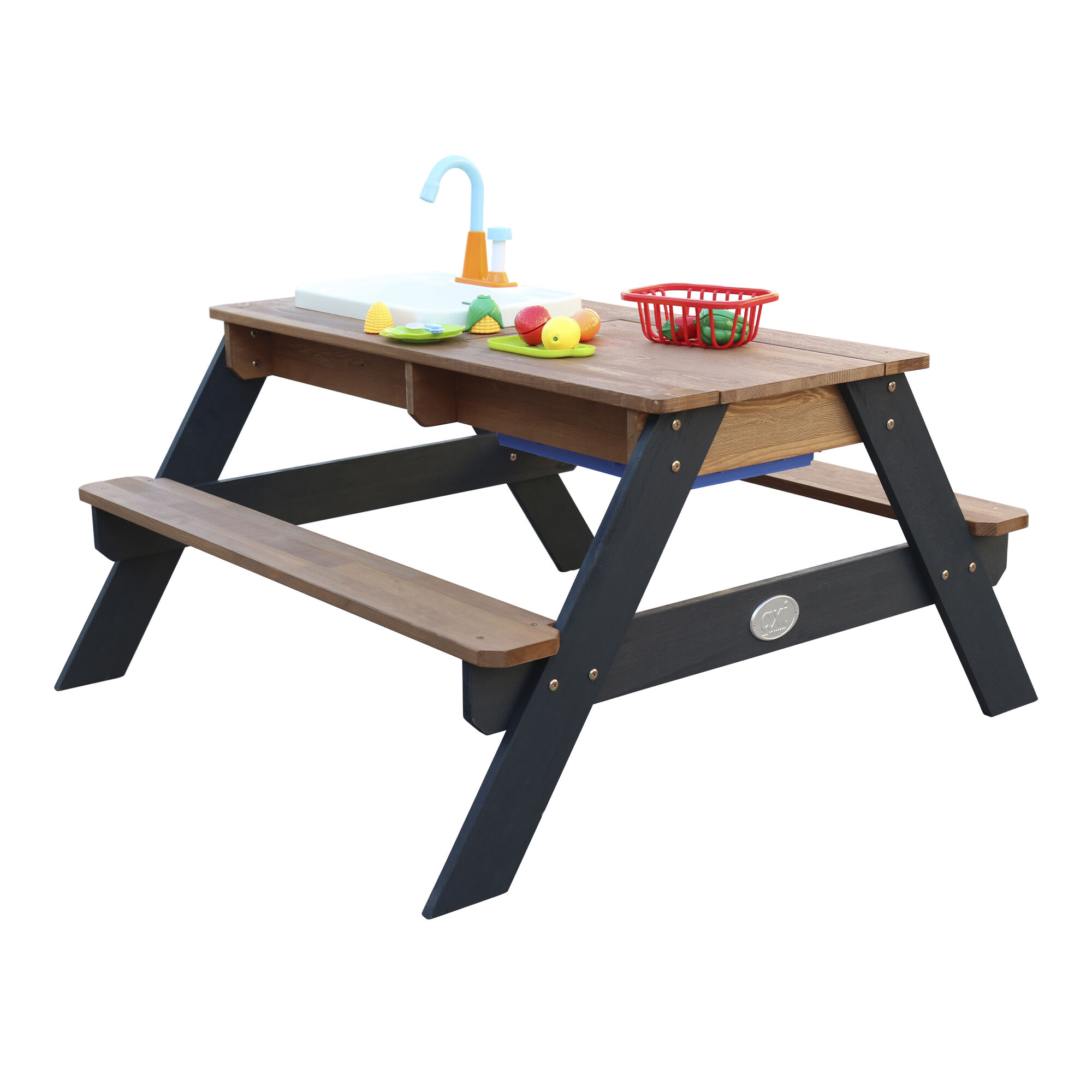 productfoto AXI Emily Zand & Water Picknicktafel met Speelkeuken wastafel Antraciet/bruin