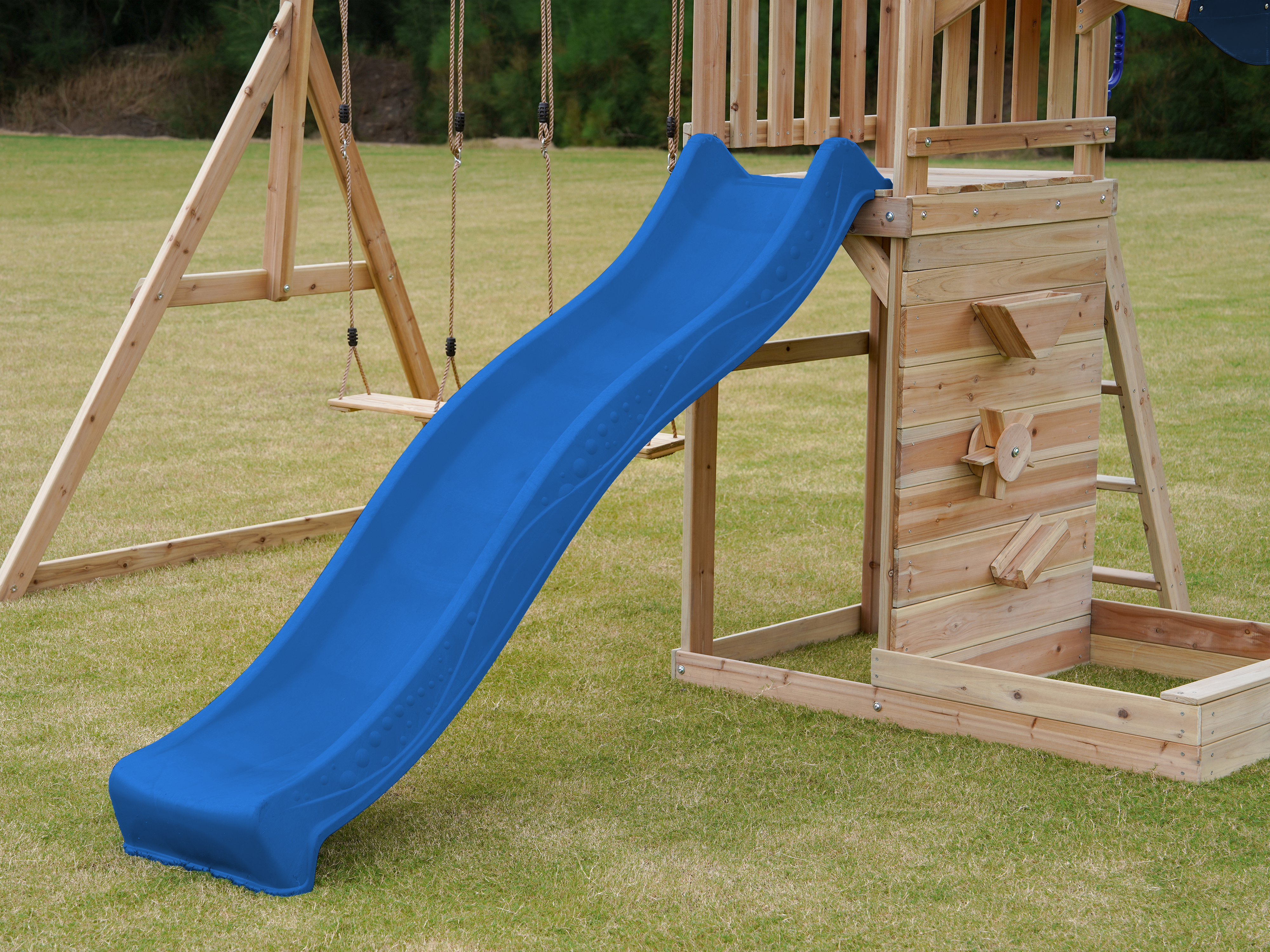 AXI Malik Climbing Frame with Double Swing Set - Blue Slide