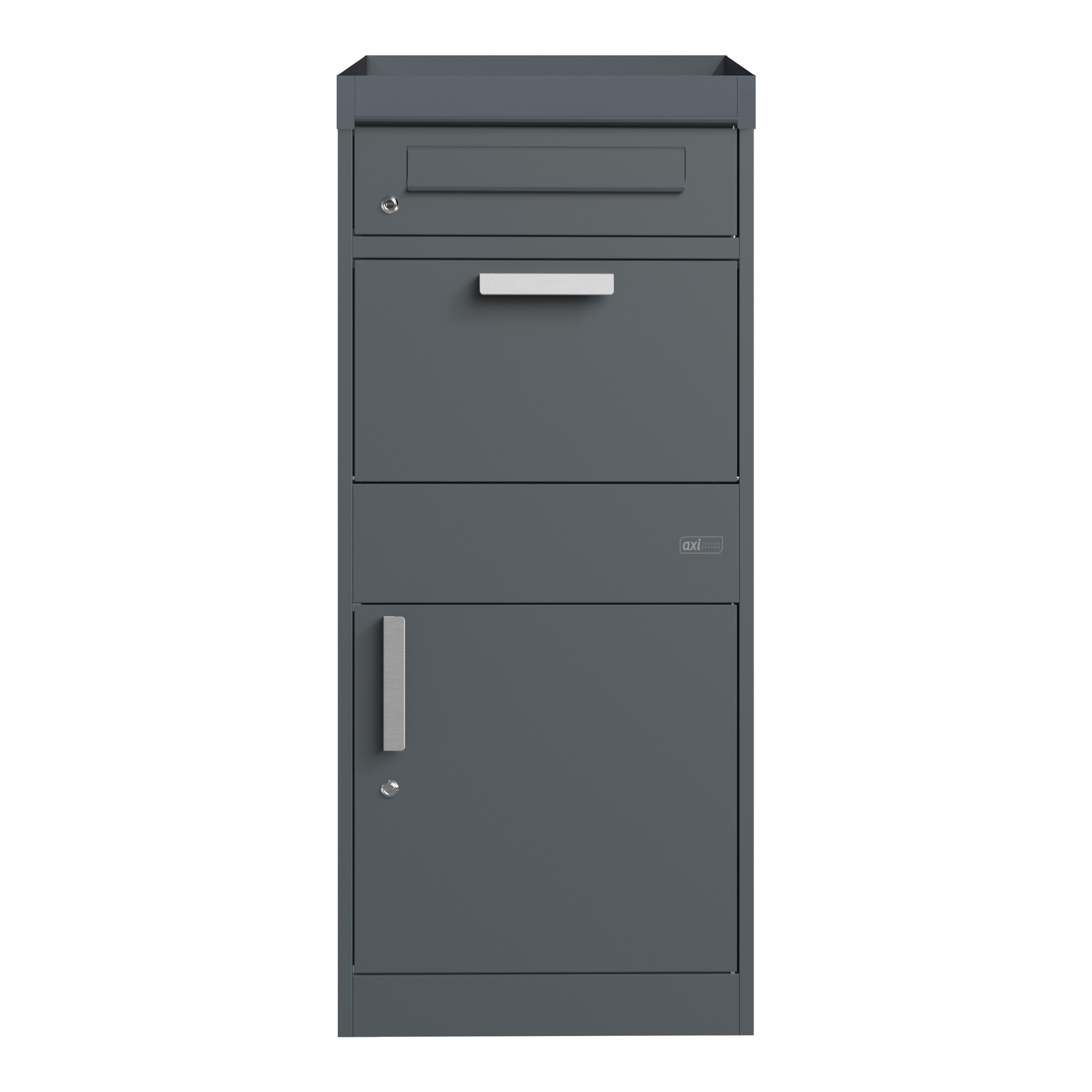 AXI Levi Metal Parcel Mailbox in Anthracite with Planter