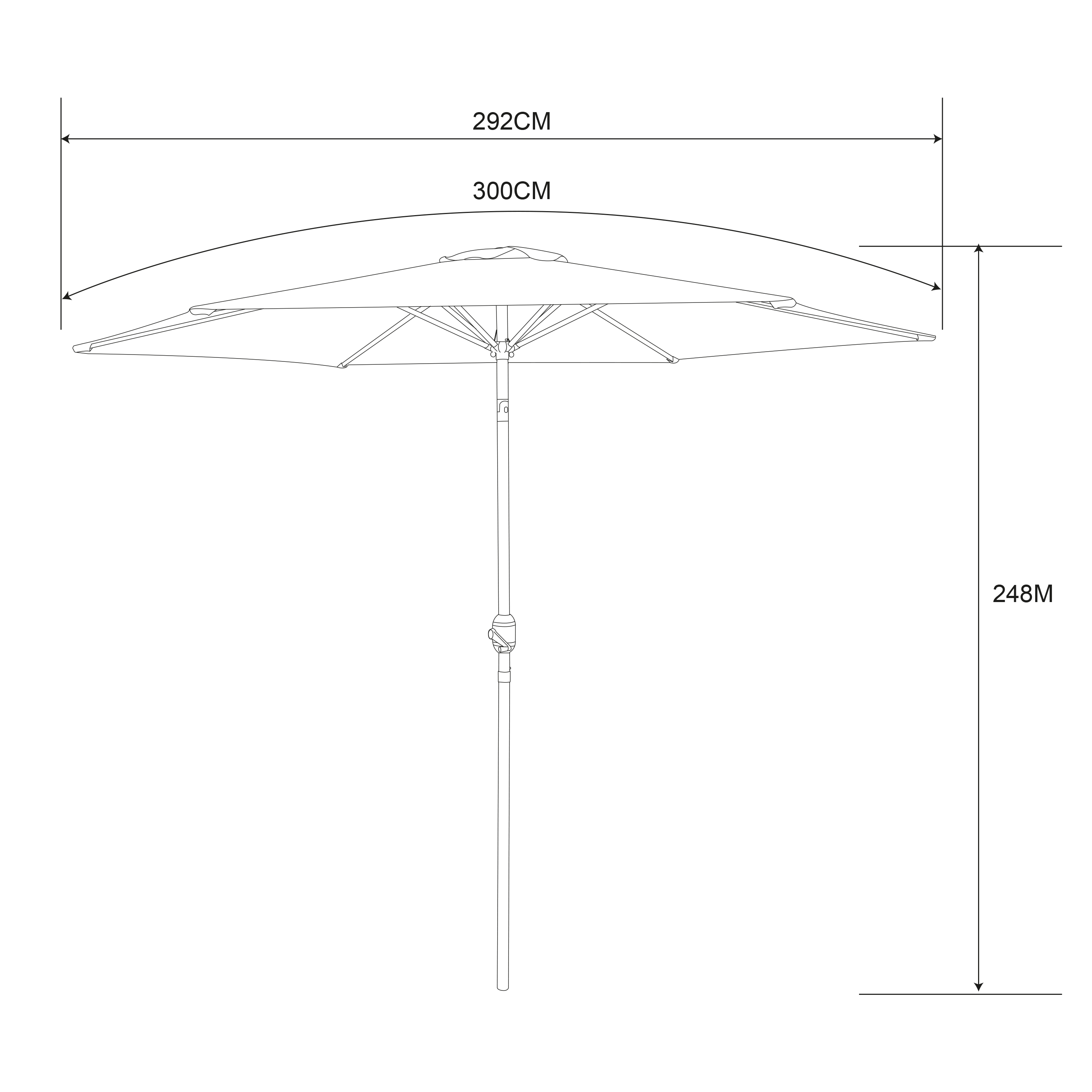 AXI Noor Centre Pole Parasol Ø 300cm Oak-look/Terracotta