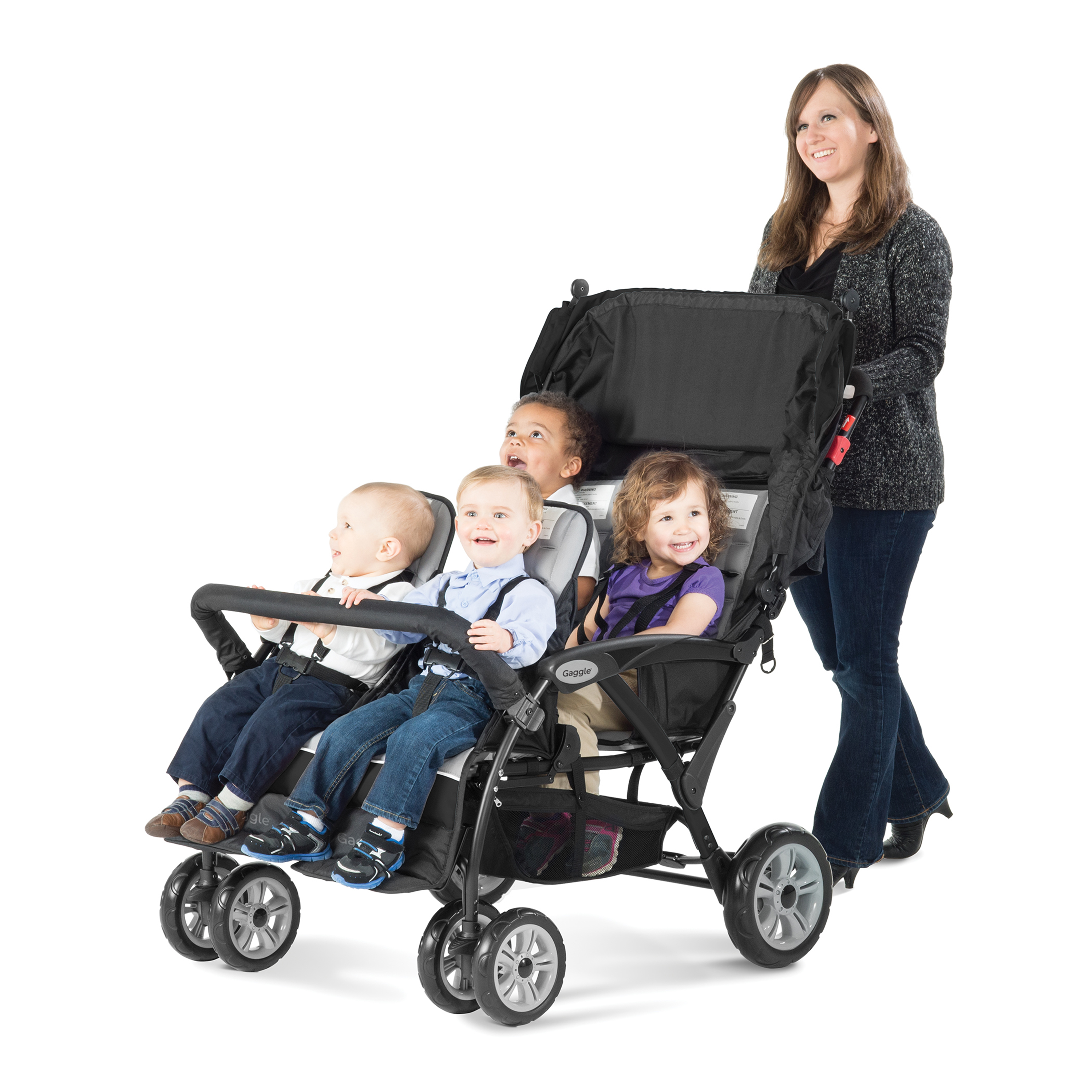 Gaggle Odyssey 4x4 Quad Stroller for 4 Children - Black