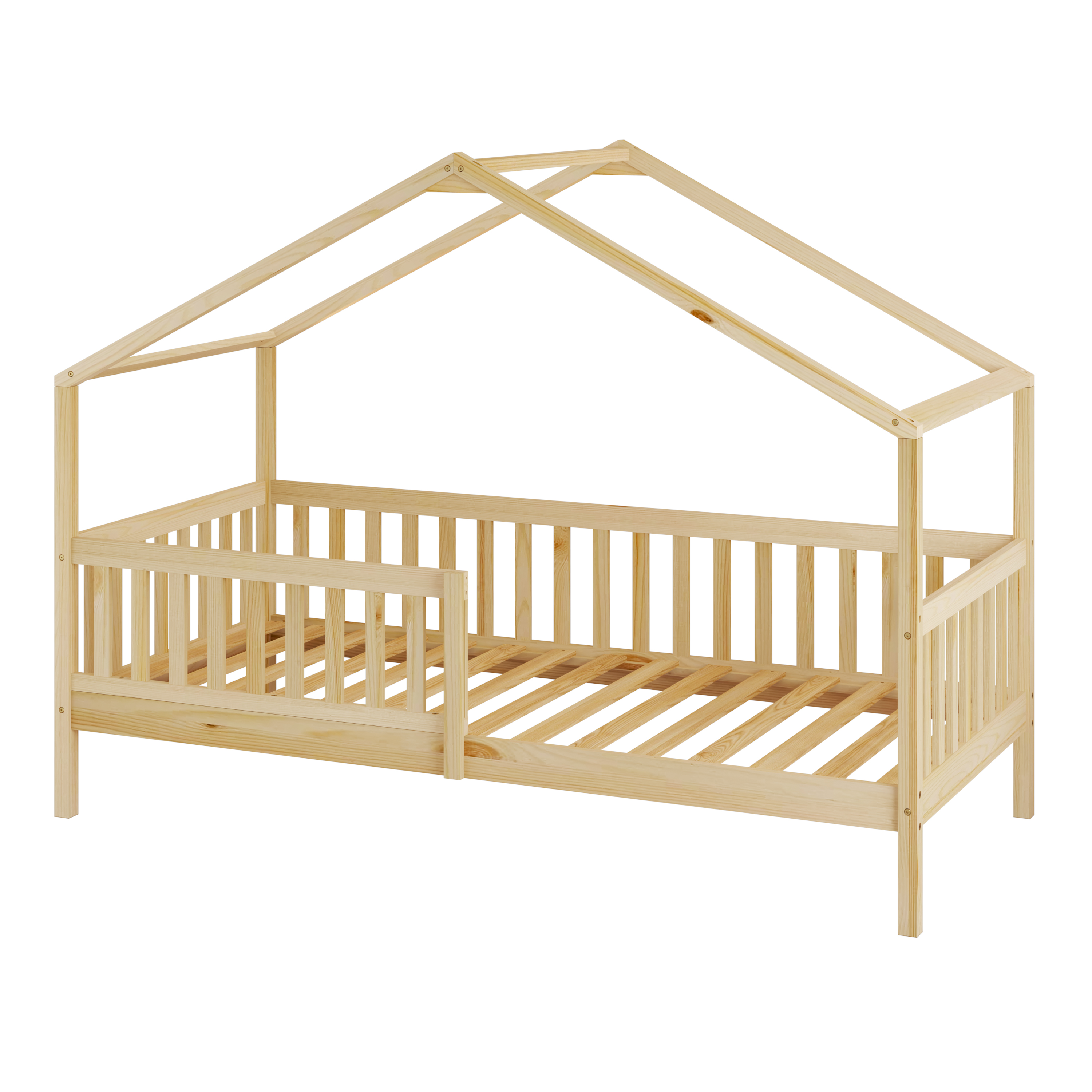 Sunny Kae House Bed with Guardrail Natural – Without Mattress-8720365068881 Sunny Kae House Bed with Guardrail Natural – Without Mattress