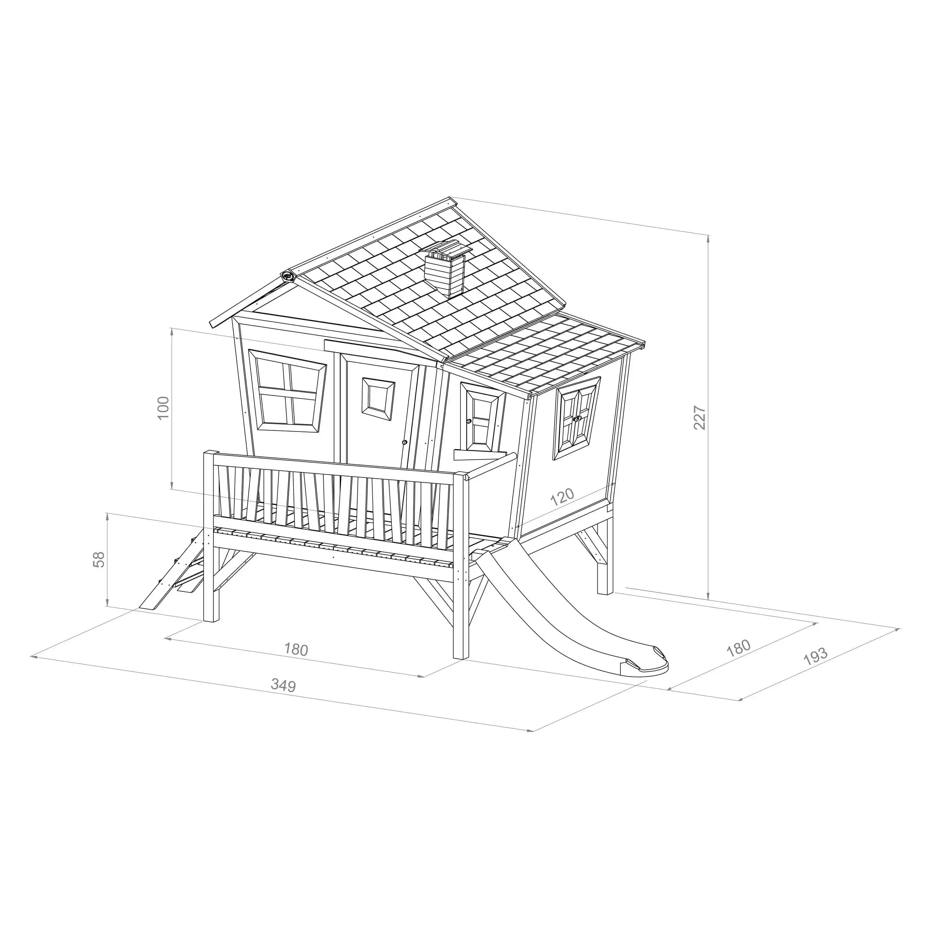 AXI Emma Playhouse Brown/White - Grey Slide