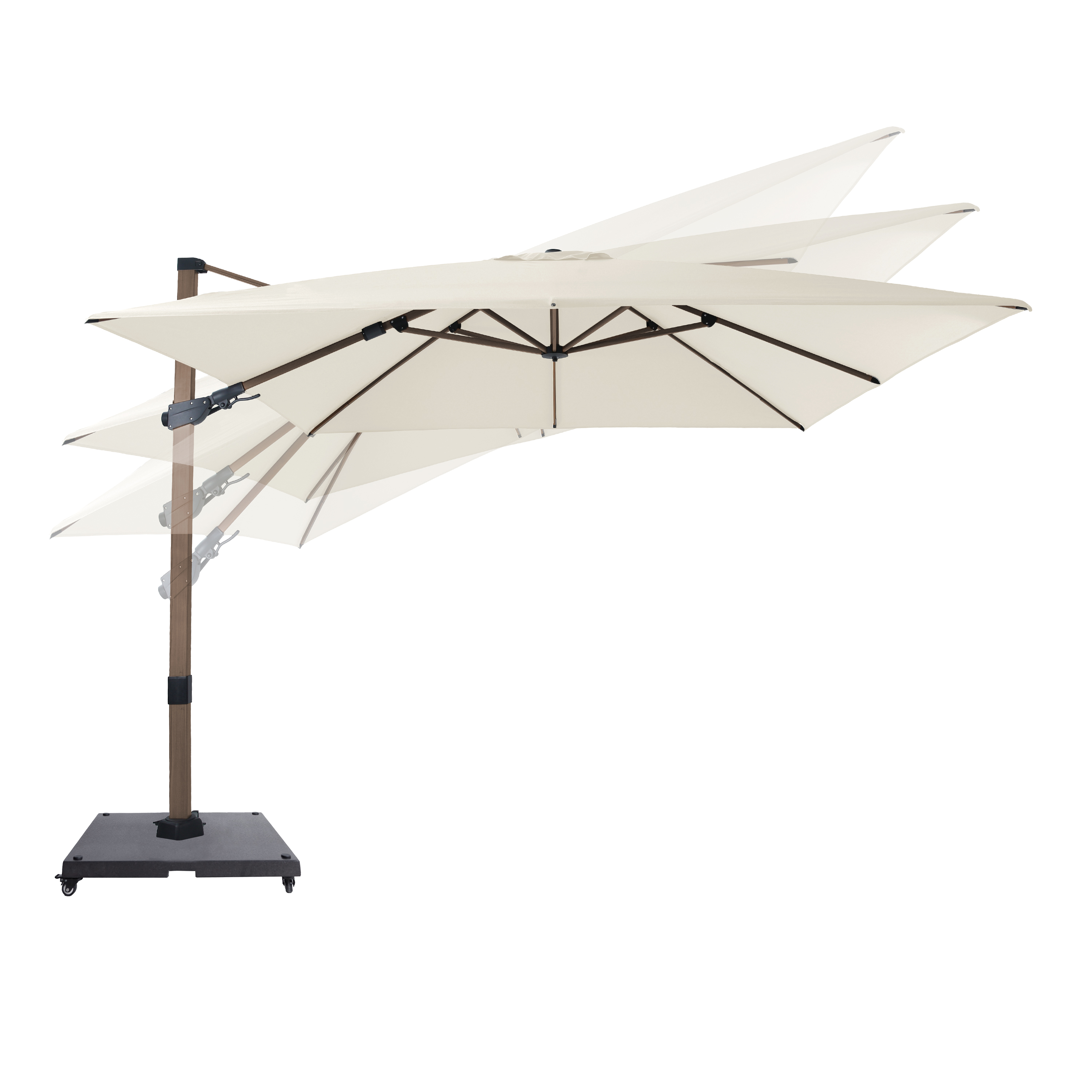 AXI Apollo Premium Cantilever Parasol 300x300cm incl. granite base with wheels Oaklook/Beige – Complete set