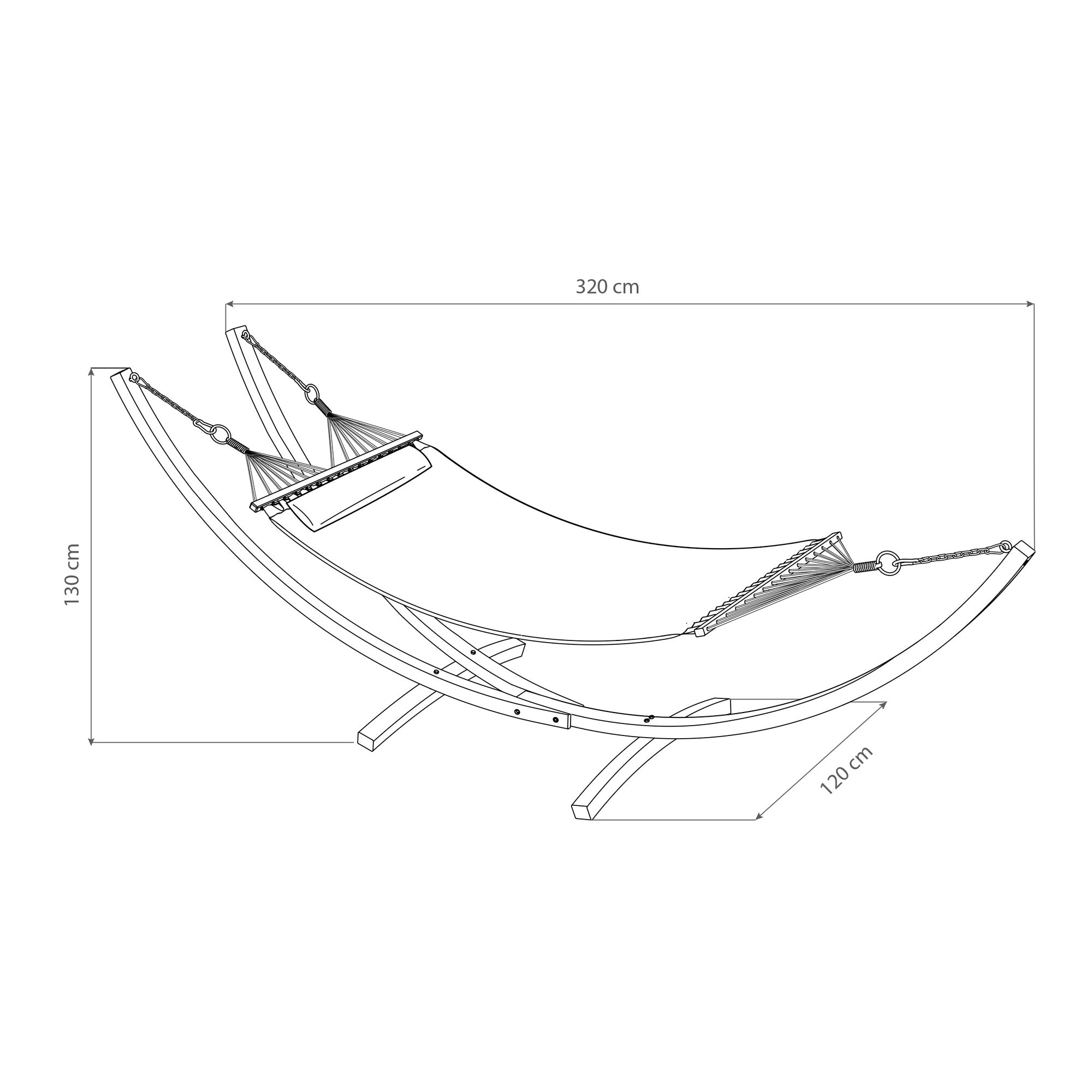 maattekening AXI Hawaii Hangmat set - Blauwe hangmat met houten frame