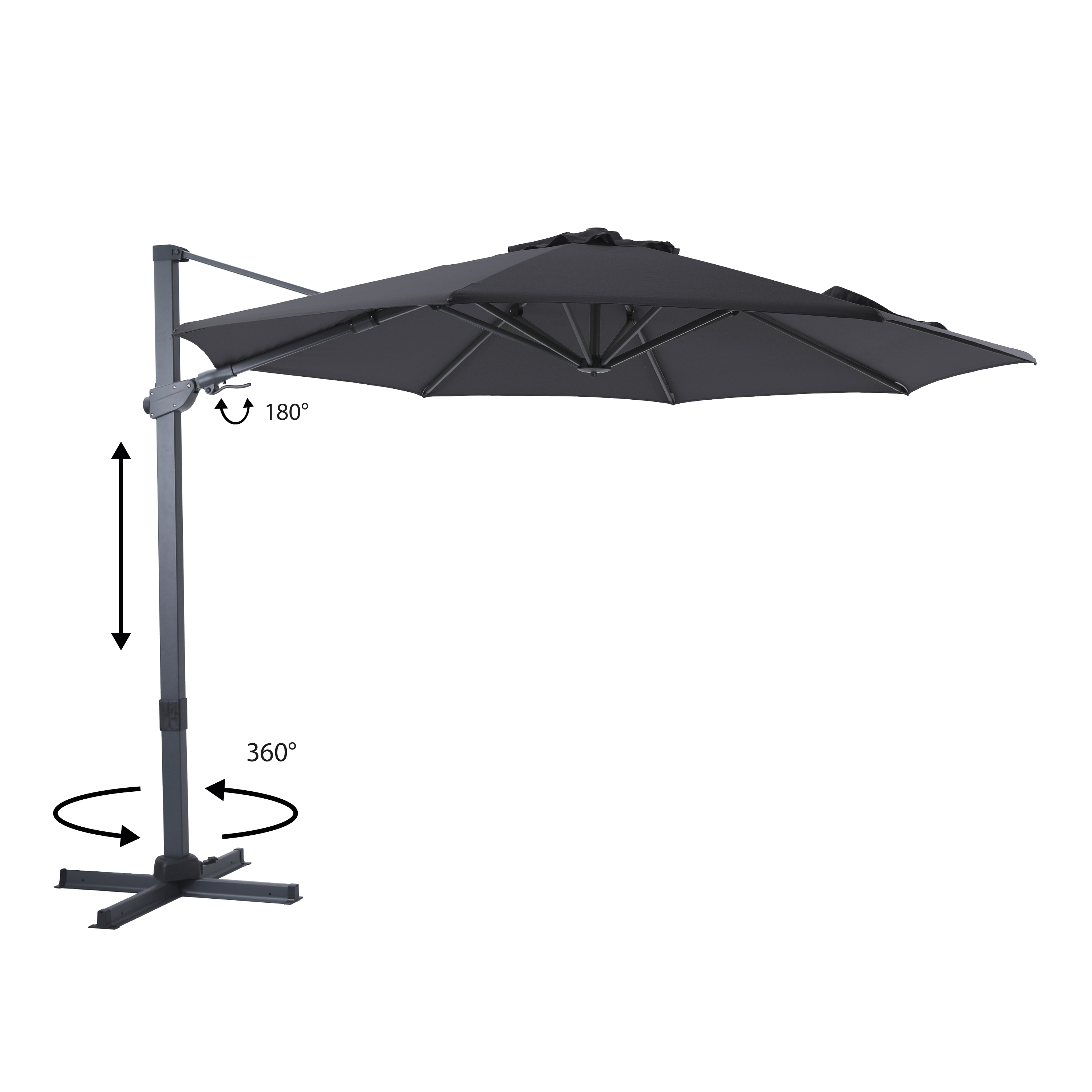 AXI Cyrus Premium Cantilever Parasol Ø 300cm Round - Grey/Grey