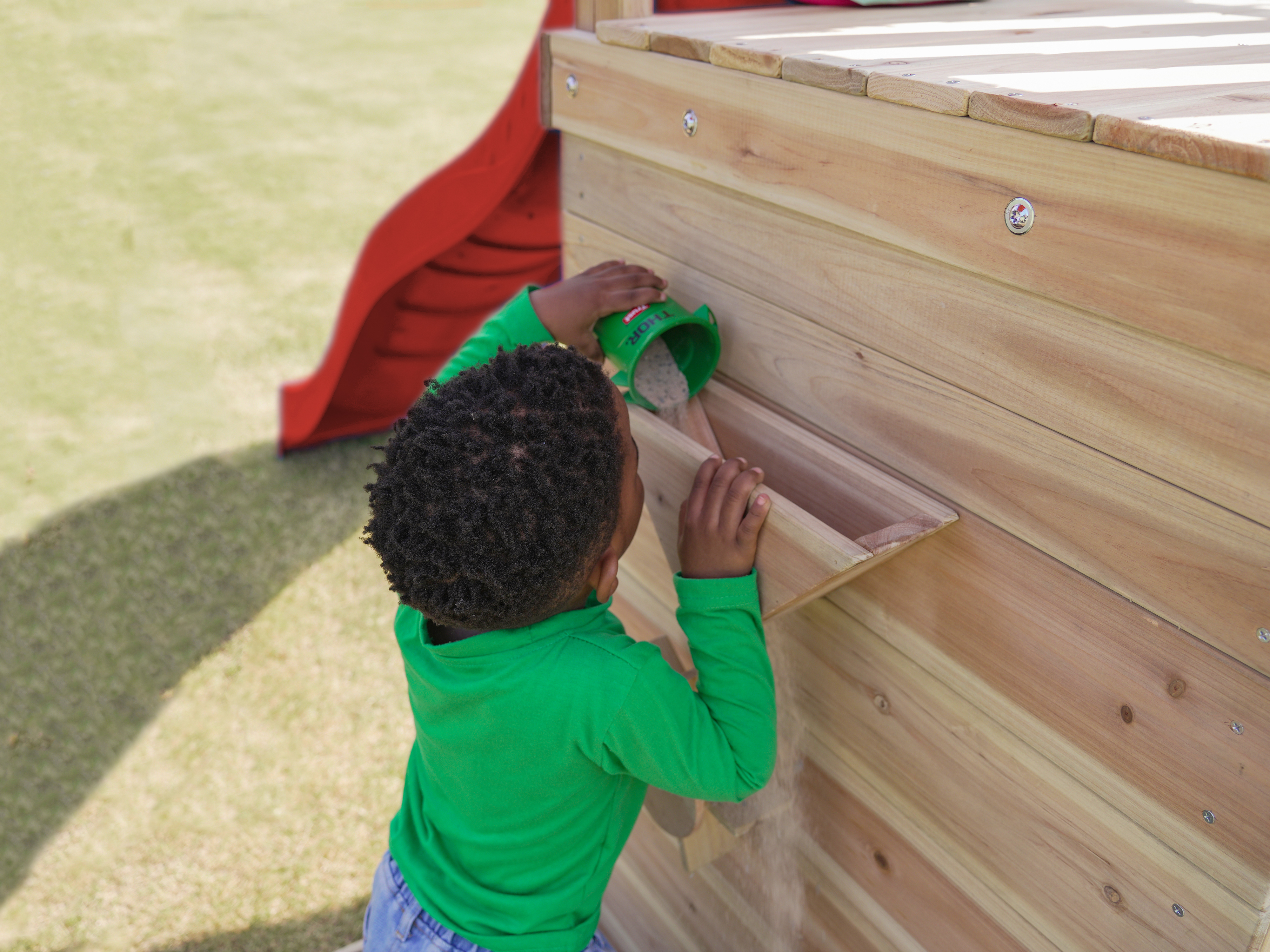 AXI Malik Climbing Frame with Double Swing Set - Red Slide