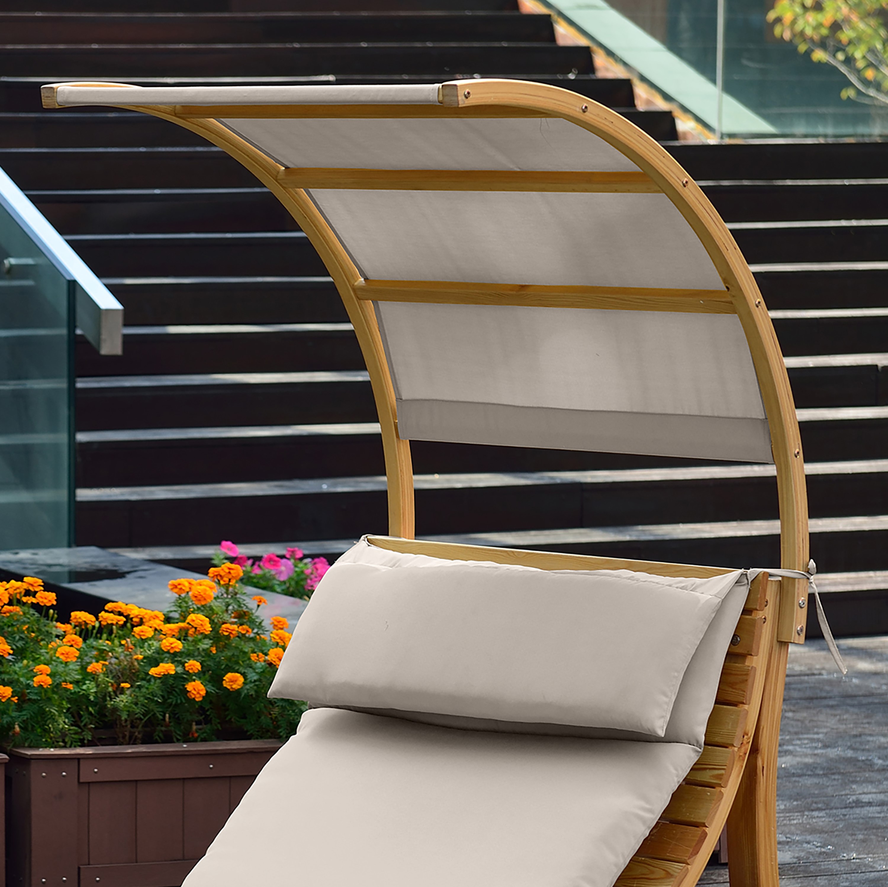AXI Salina sun lounger with removable canopy Beige