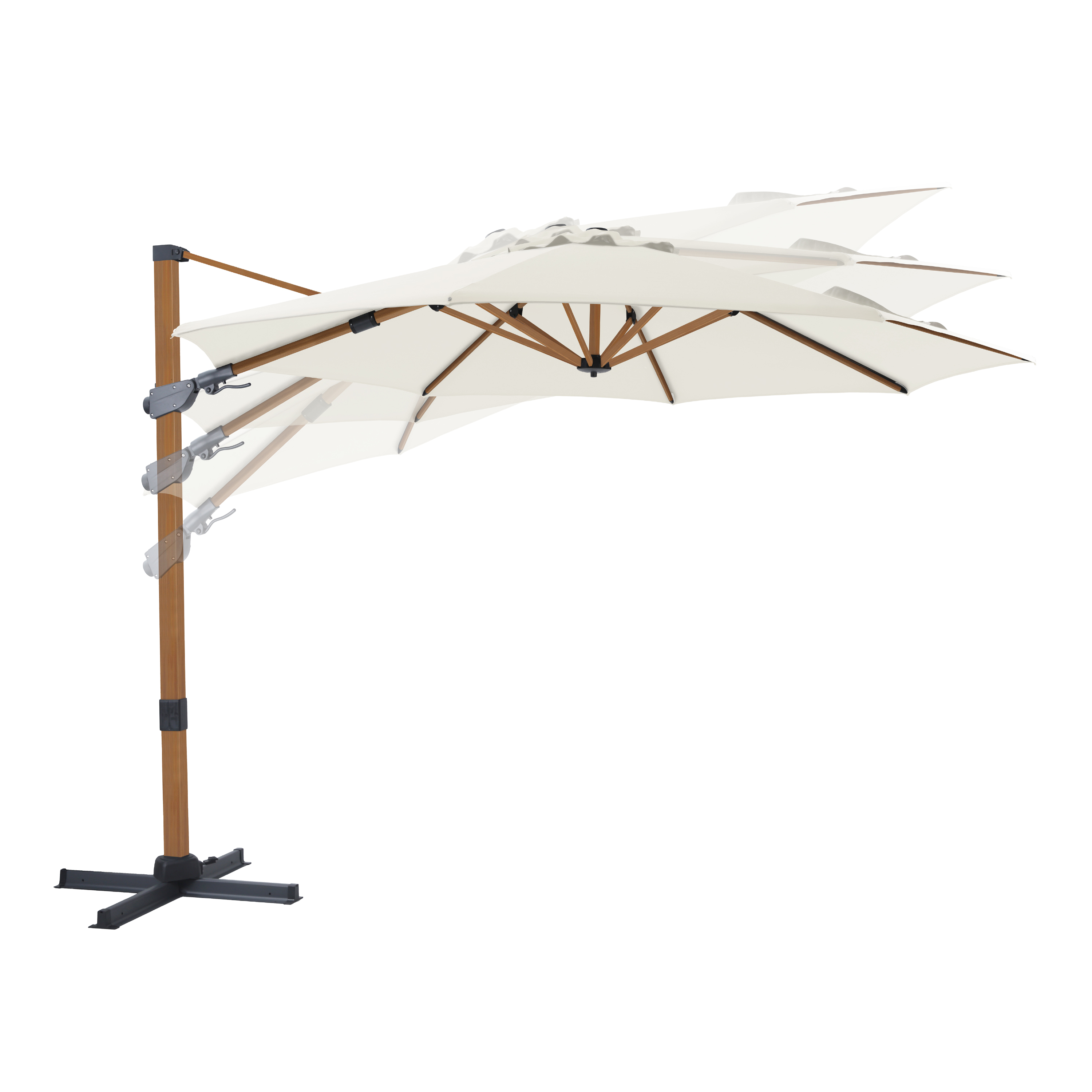 AXI Cyrus Premium Cantilever Parasol Ø 300cm Round - Wood-look/Beige