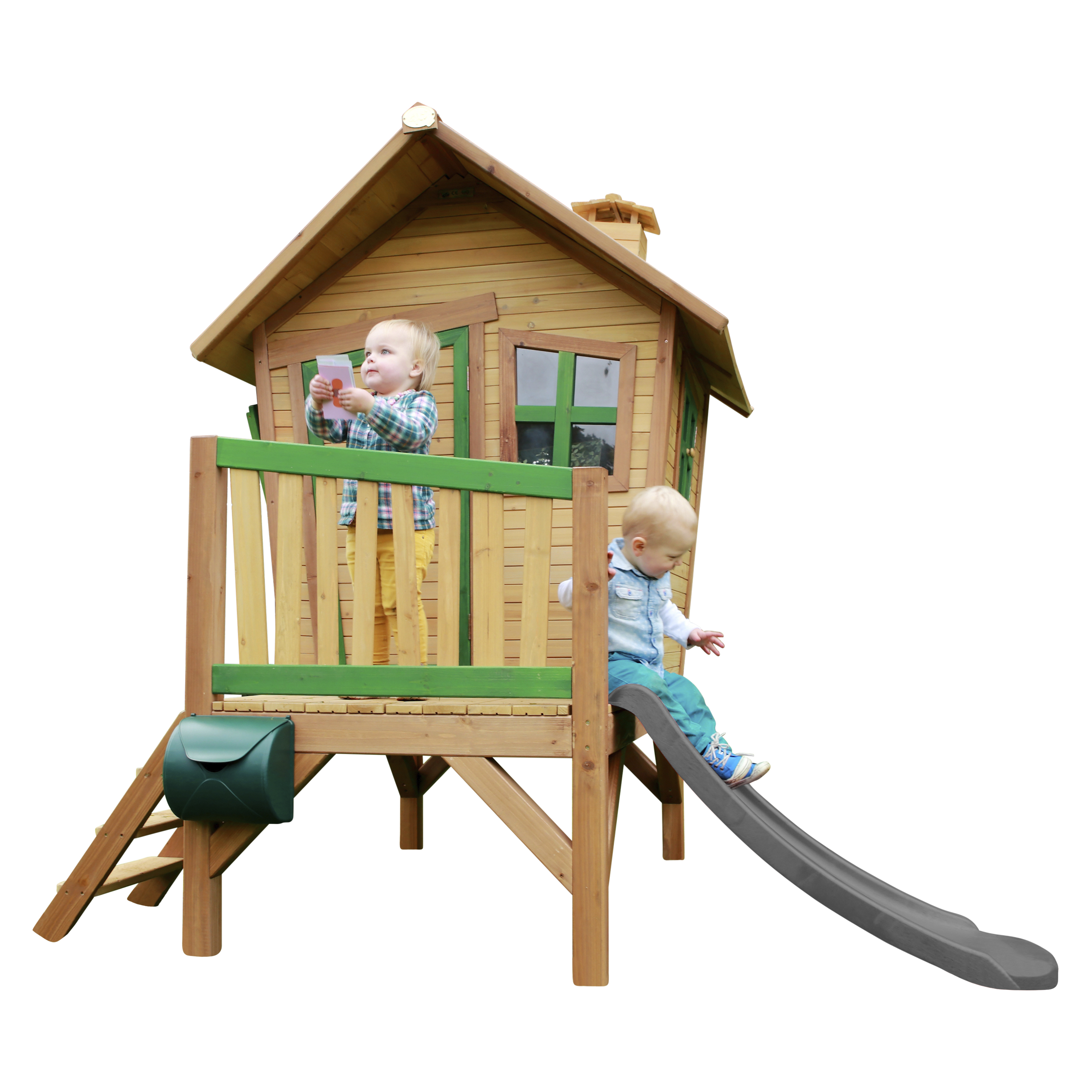 AXI Robin Playhouse Brown/Green - Grey Slide