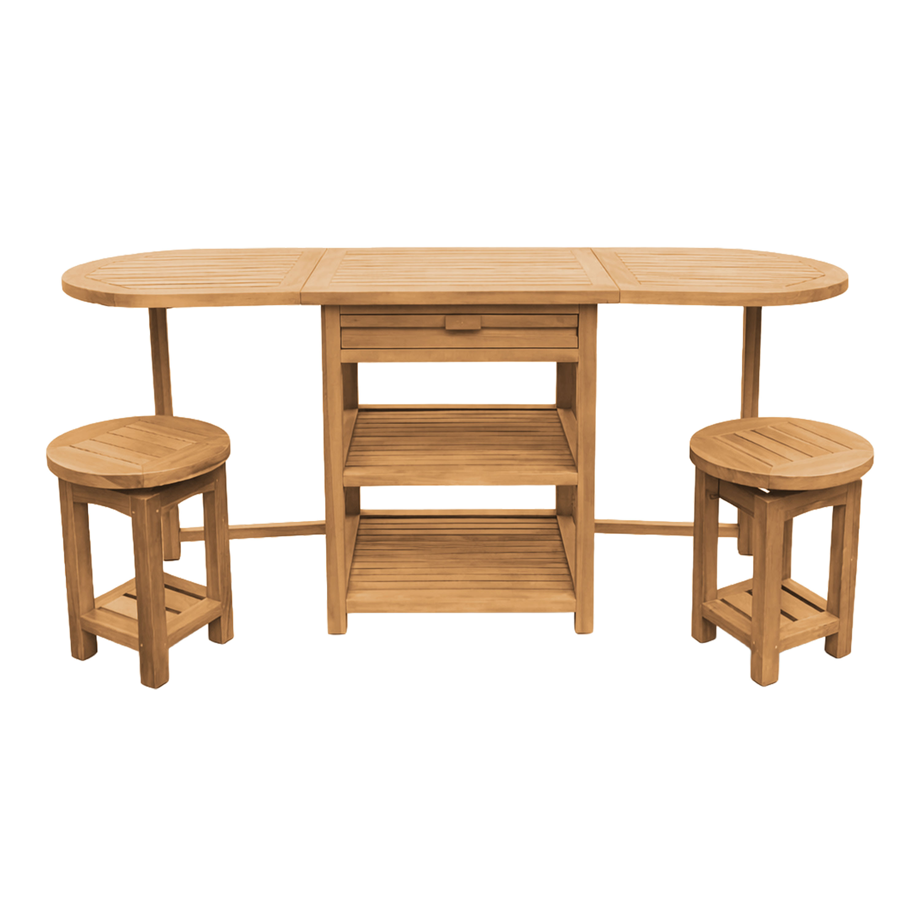 AXI Nomani Foldable Teak Low Bar Set with 2 stools