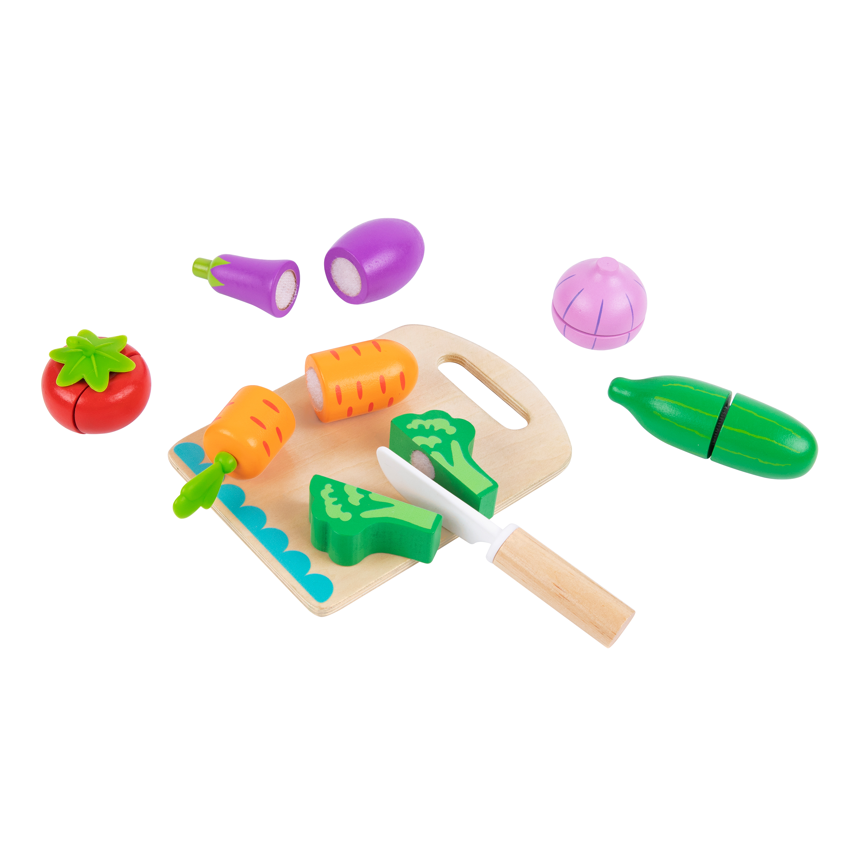 Tooky Toy Wooden Cutting Play Set Vegetables