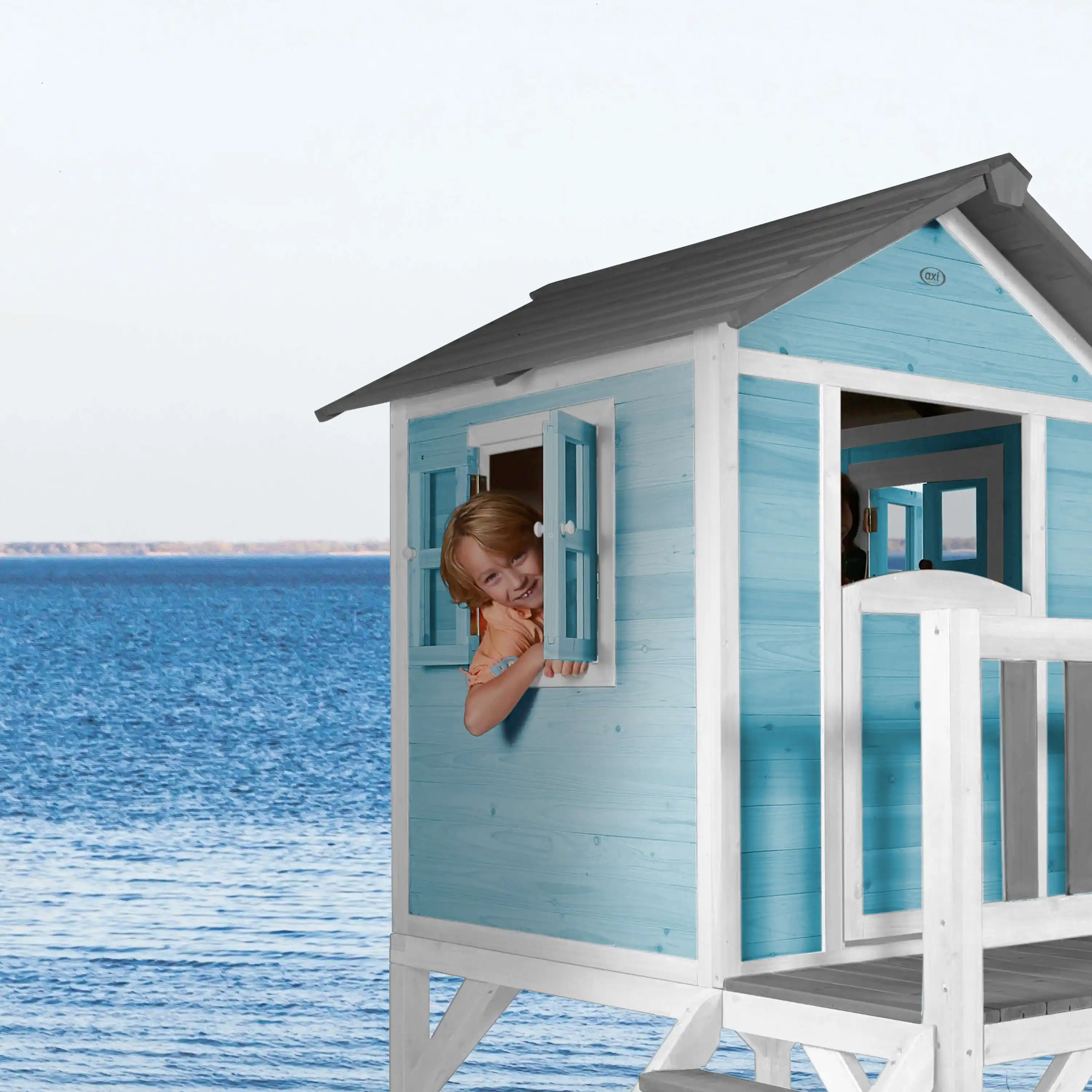 AXI Lodge XL Playhouse Caribbean Blue - Grey Slide